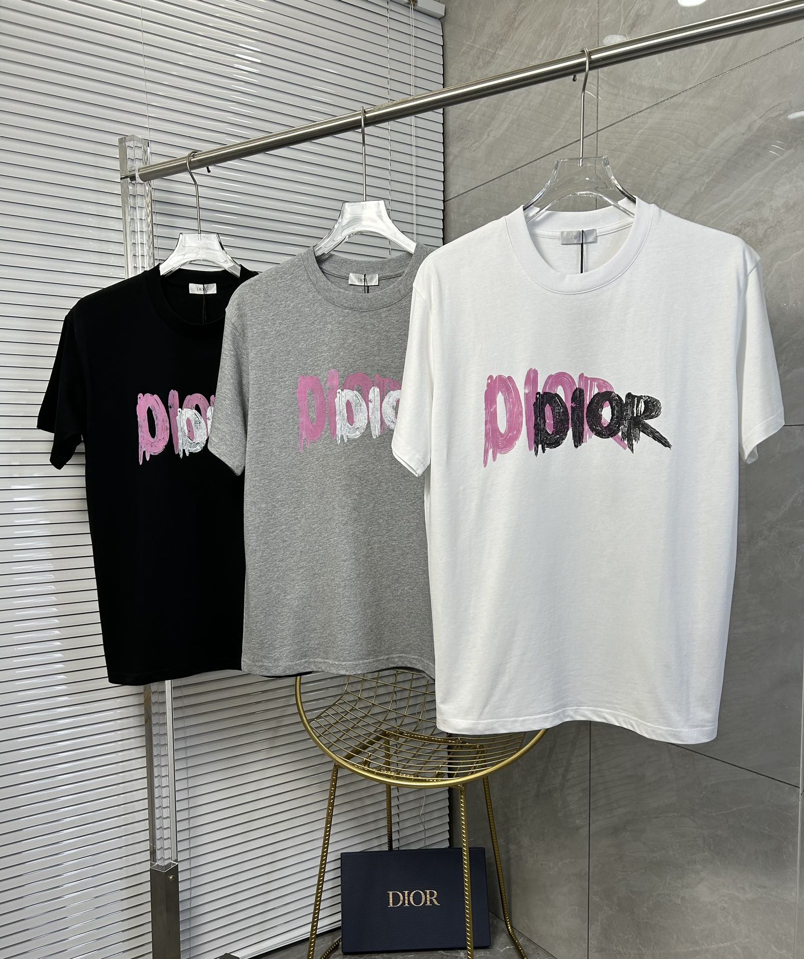 Dior Clothing T-Shirt Black Grey White Printing Unisex Spring/Summer Collection Fashion Short Sleeve