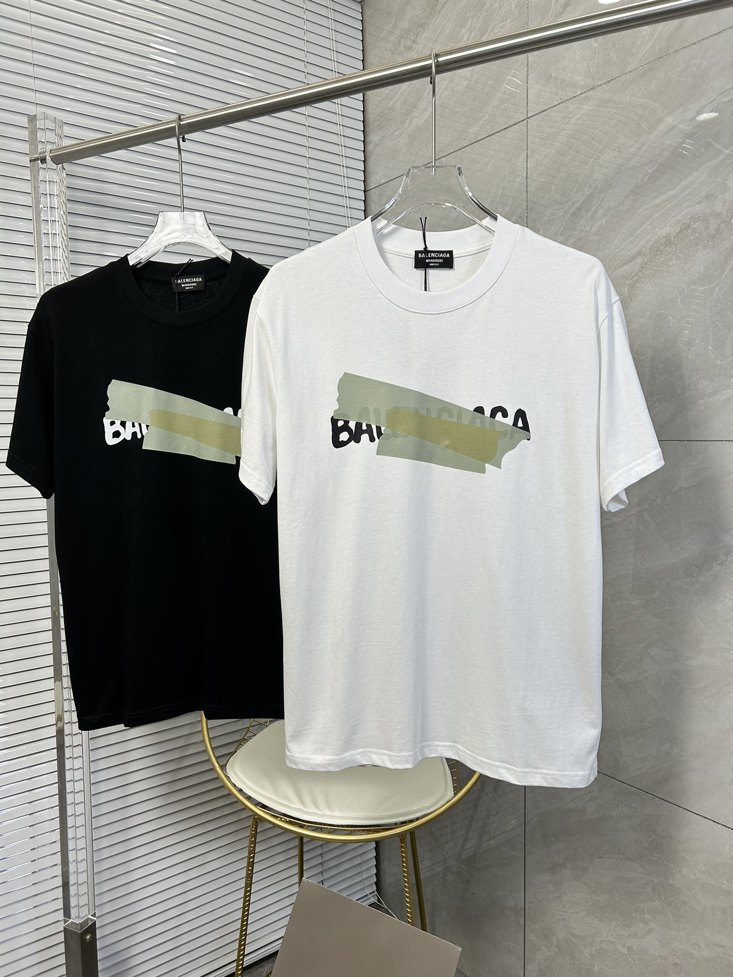 Balenciaga Clothing T-Shirt Black White Printing Unisex Cotton Fashion Short Sleeve