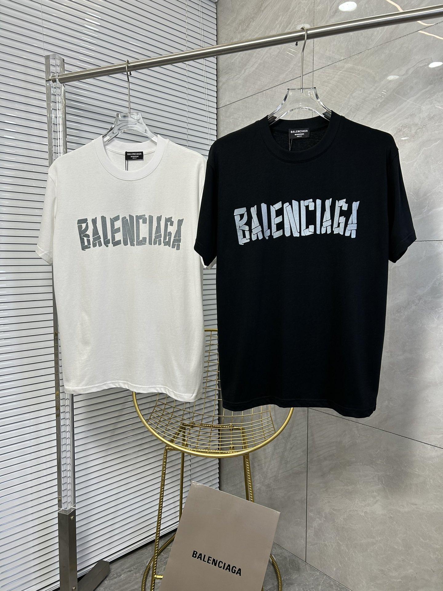 Balenciaga Clothing T-Shirt Black White Printing Unisex Cotton Fashion Short Sleeve