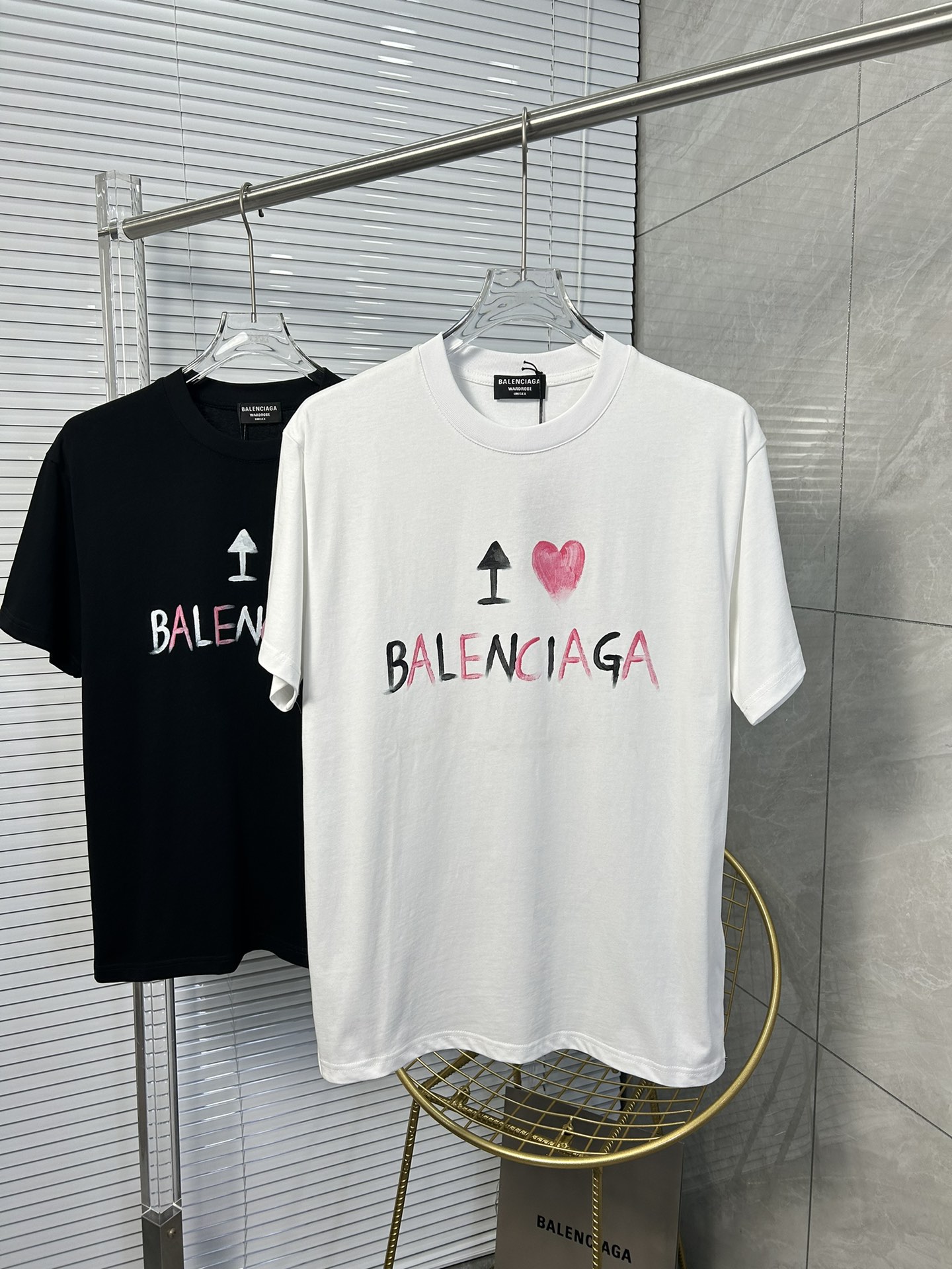 Balenciaga Clothing T-Shirt Black White Printing Unisex Cotton Fashion Short Sleeve