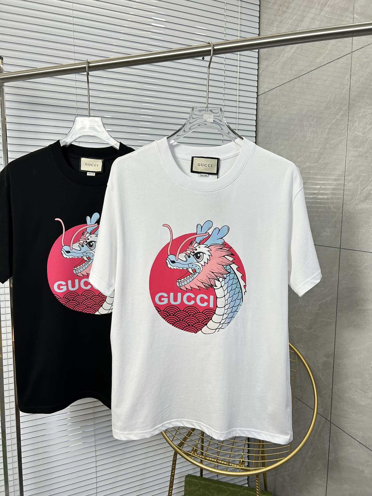 Gucci Clothing T-Shirt Black White Cotton Spring/Summer Collection Fashion Short Sleeve