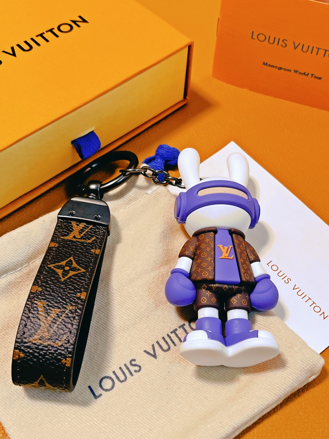 Trendy DJ rabbit keychain angle view 3