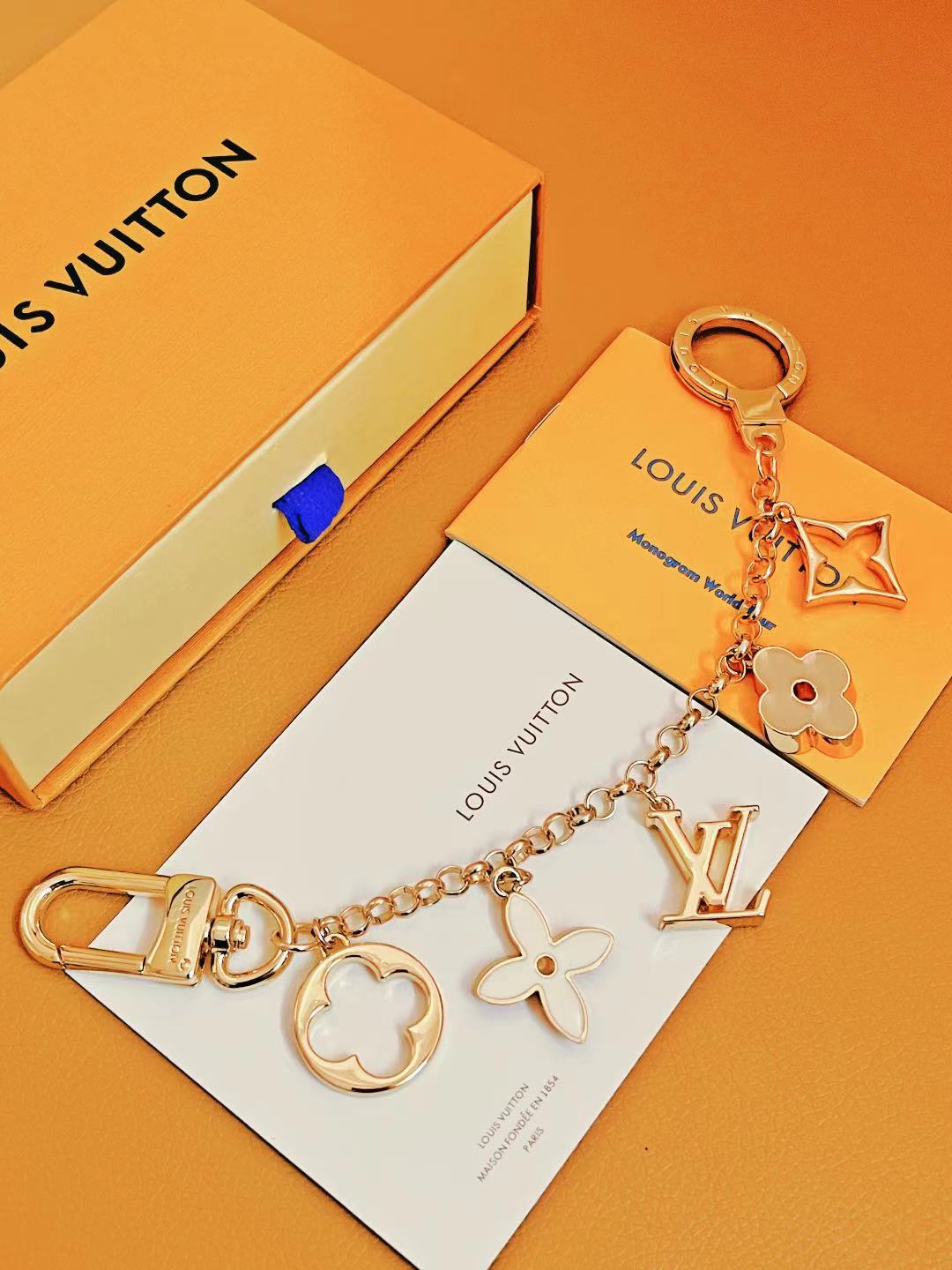 Leather keychain side view