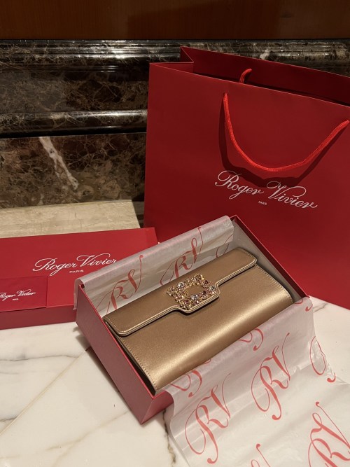 Roger Vivier Clutch Evening Bag in Silk Satin with Crystal Buckle 1 Roger Vivier Clutch Evening Bag in Silk Satin with Crystal Buckle