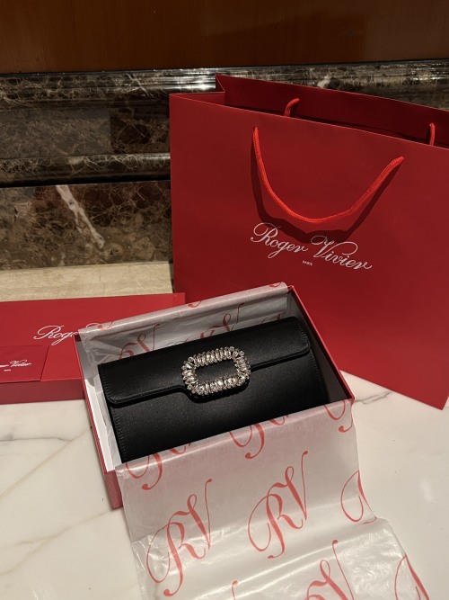Roger Vivier Viv' Choc Bag Silk Satin Clutch with Crystal Buckle 1 Roger Vivier Viv' Choc Bag Silk Satin Clutch with Crystal Buckle
