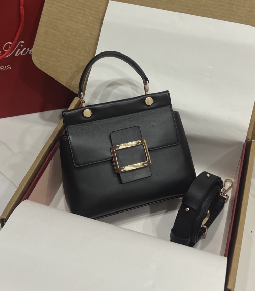 Roger Vivier Leather Handbag With Iconic Buckle and Detachable Strap 1 Roger Vivier Leather Handbag With Iconic Buckle and Detachable Strap