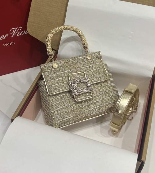 Roger Vivier Classic Handbag with Diamond Snowflake Buckle and Shoulder Strap 1 Roger Vivier Classic Handbag with Diamond Snowflake Buckle and Shoulder Strap