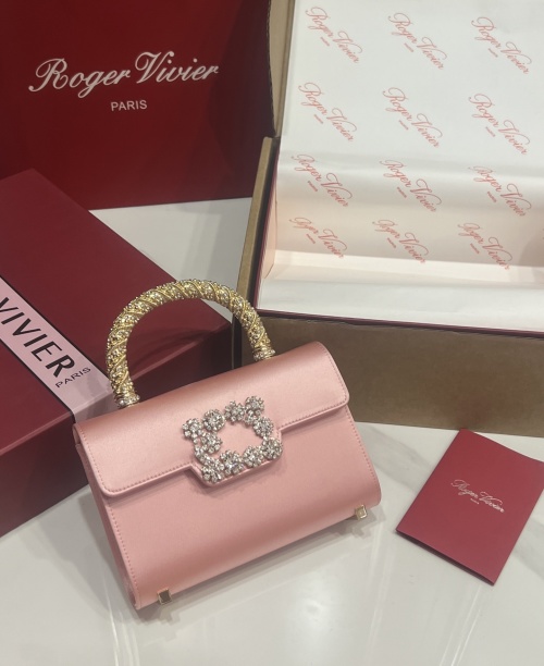 Roger Vivier Crystal Embellished Silk Satin Top Handle Bag, 19*13*4 CM 1 Roger Vivier Crystal Embellished Silk Satin Top Handle Bag, 19*13*4 CM