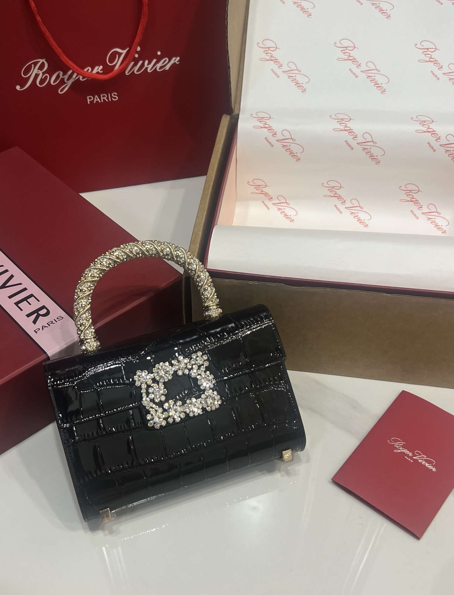 Roger Vivier Bolso de Mano Clásico con Cristales y Correa Cruzada