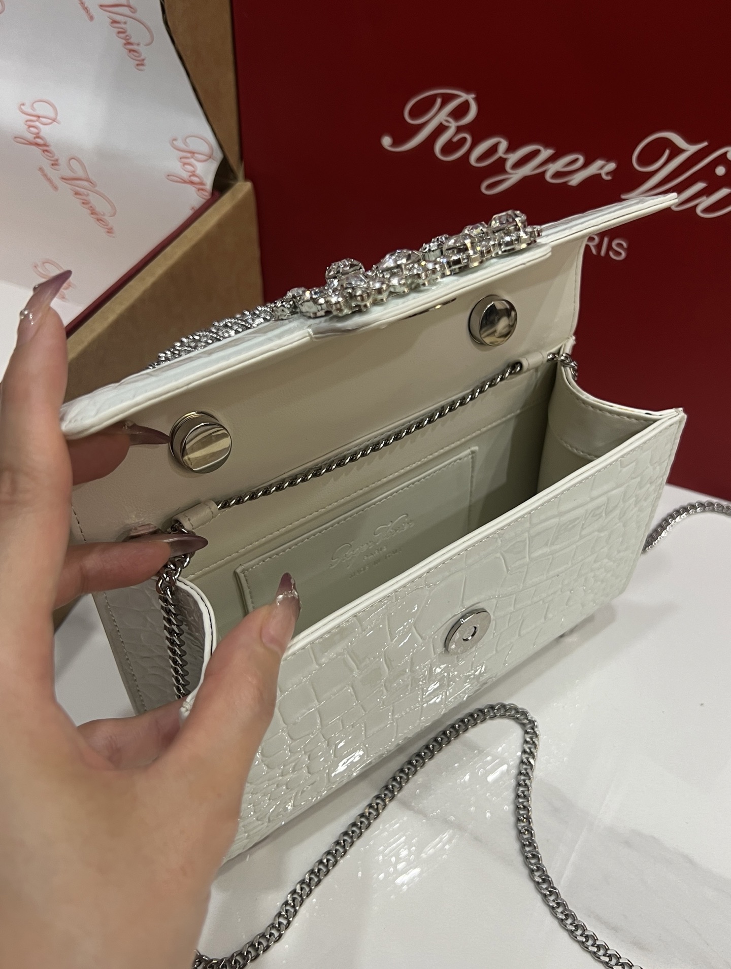 Roger Vivier Crystal Handle Bag: Classic Design, Luxurious Style, 19*13*4 cm 8 i1751263912281 8599 0 6
