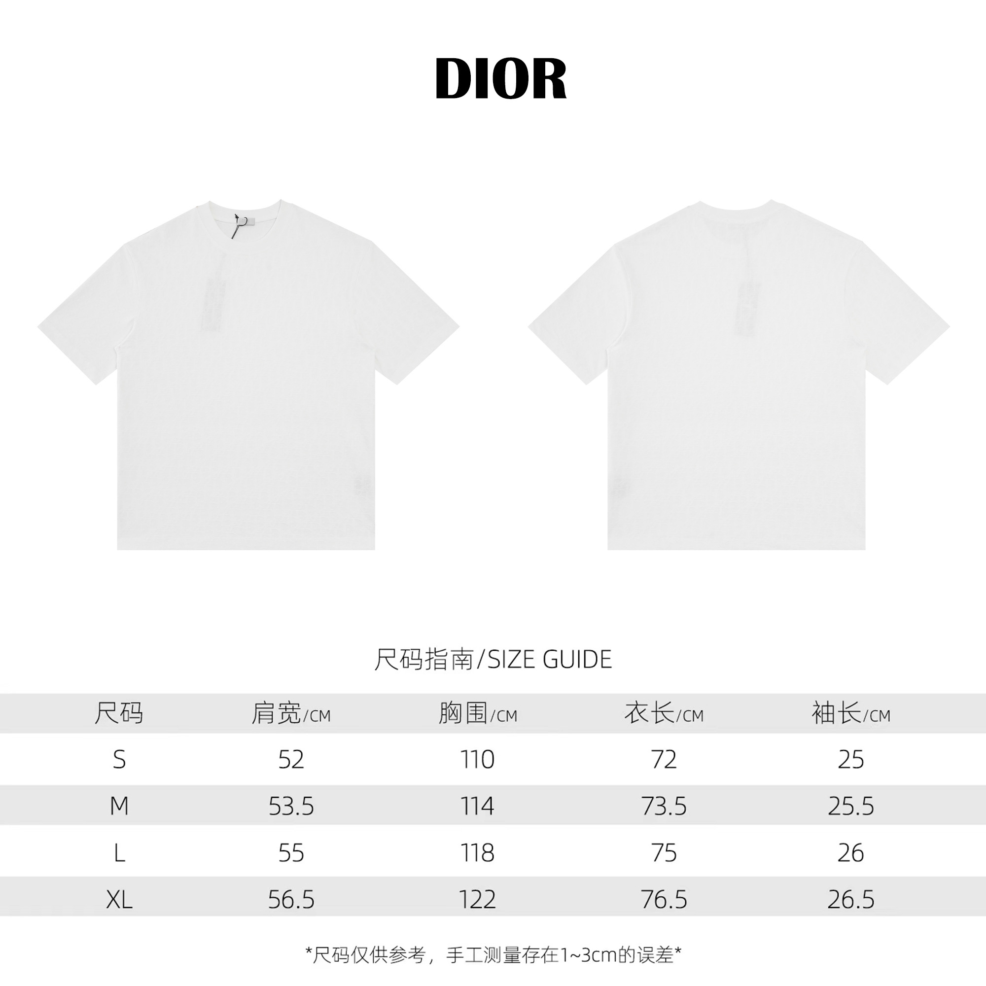 Dior High
 Clothing T-Shirt White Combed Cotton Short Sleeve