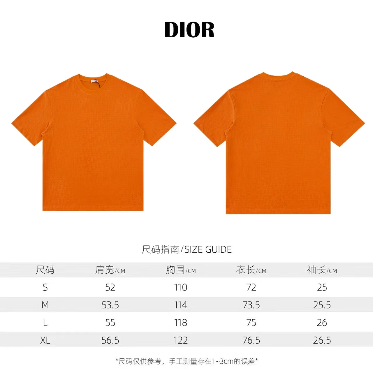 Dior Clothing T-Shirt Orange Combed Cotton Short Sleeve