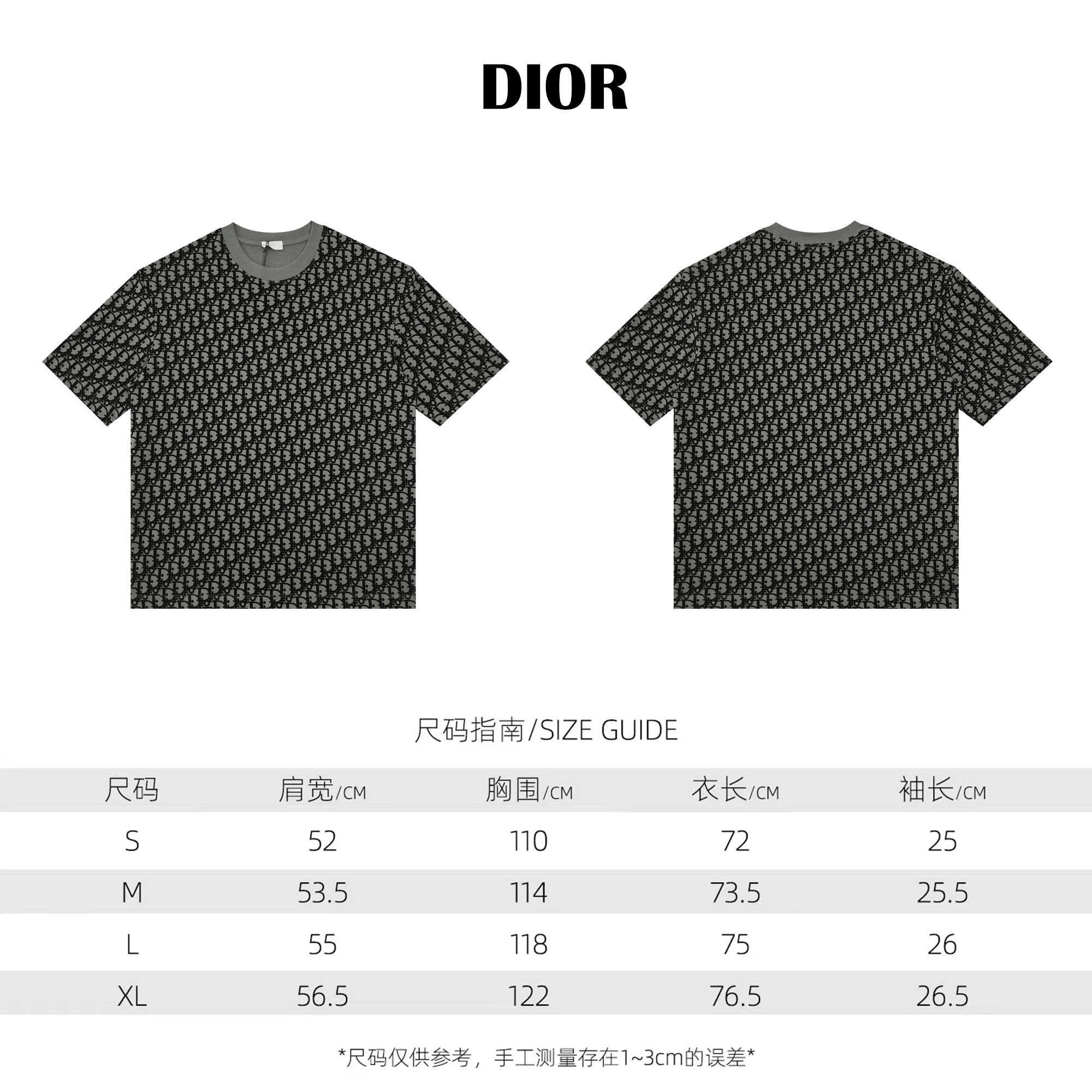 High Quality AAA Replica
 Dior Clothing T-Shirt Grey Combed Cotton Short Sleeve