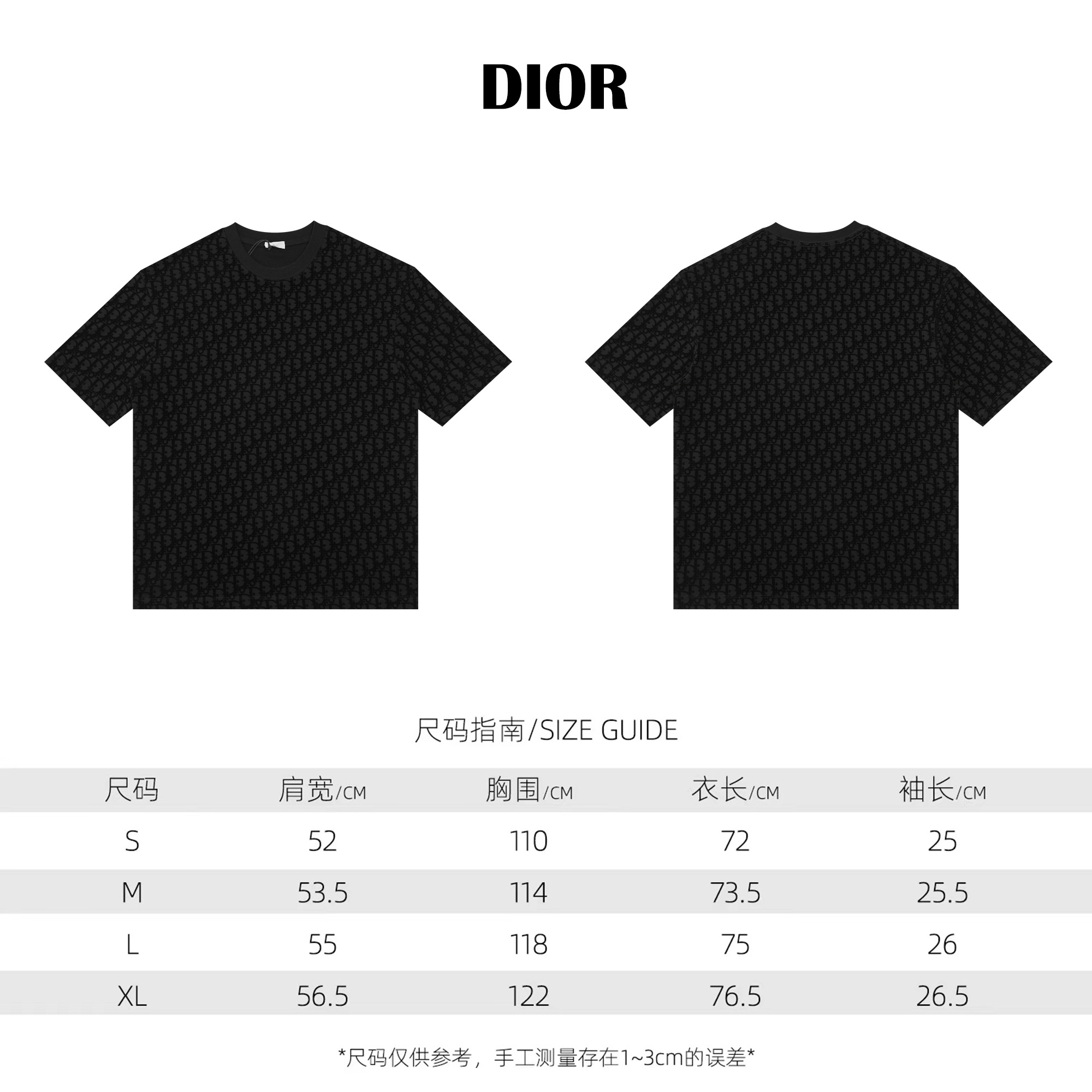 Dior Clothing T-Shirt Black Combed Cotton Short Sleeve