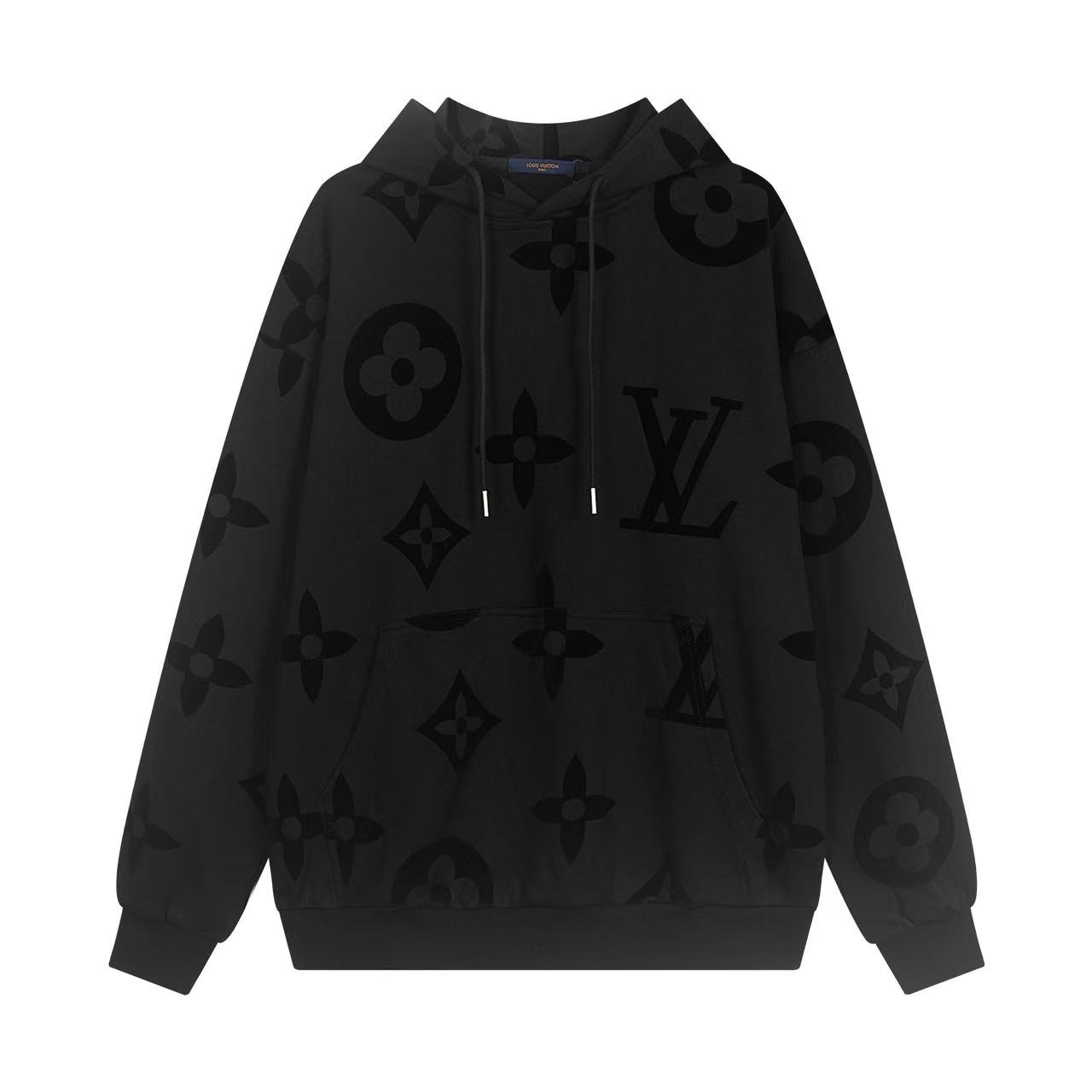 Sudadera con capucha con logo flocado estampado con letras clásicas nuevas y populares de P130 LV para hombres y mujere…