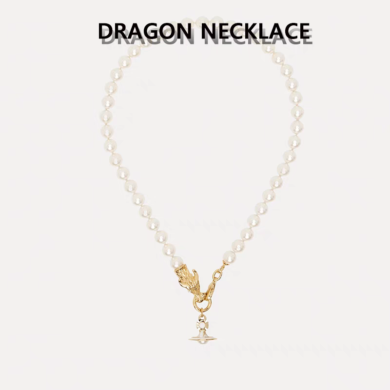 NO:103173,The Queen Mother of the Year of the Dragon is limited to the dragon head Saturn pearl necklace one gold, two colors of platinum, Queen Mother of the Queen Mother of the Queen Mother of the Dragon, necklace, gold19860909西太后龙年限定款龙头小土星珍珠项链一黄金,白金二个色,西太后项链,necklace,gold,Jewelry