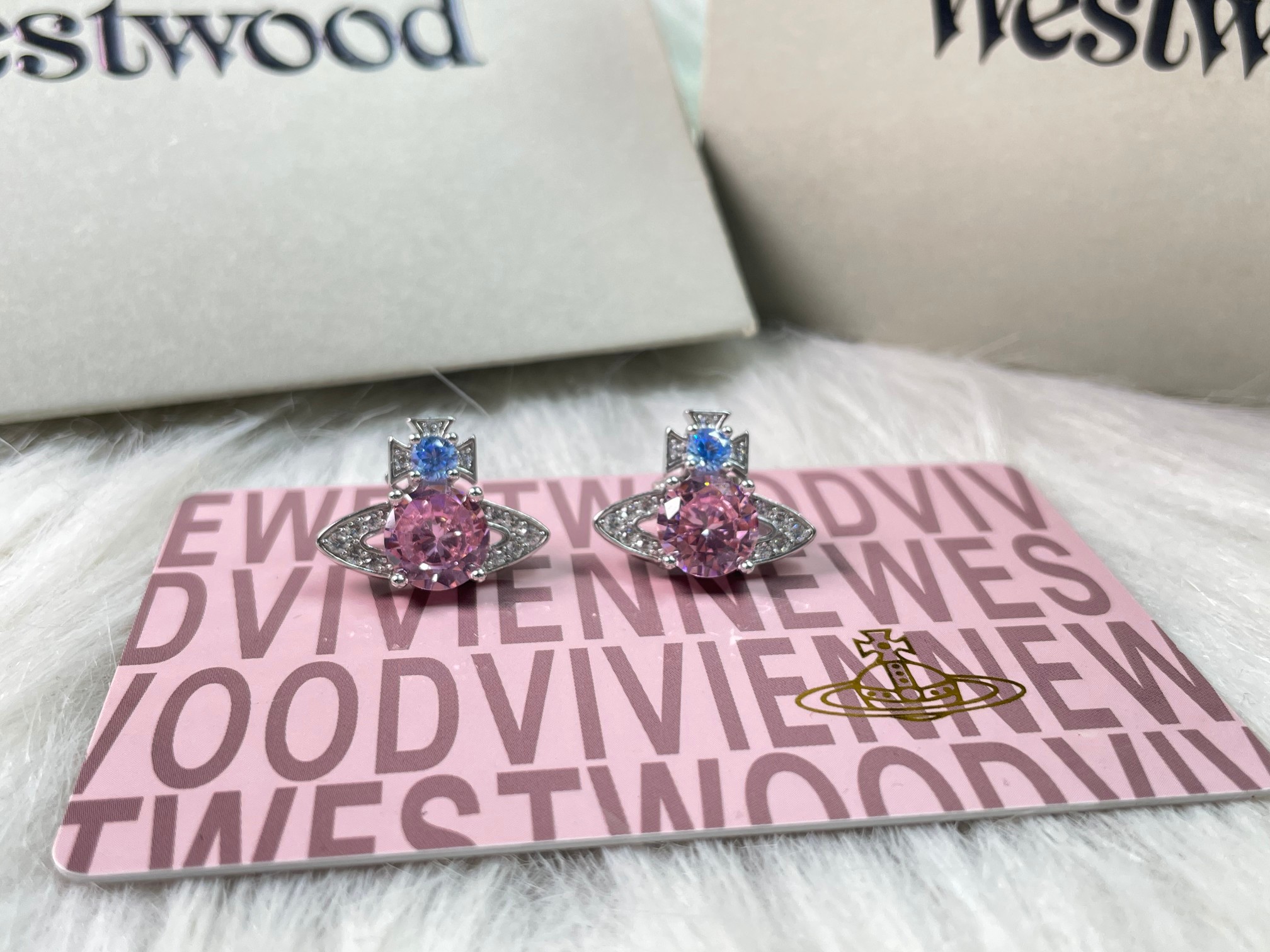 NO:103114,Queen Mother Citizens Pink Orchid Diamond Saturn Earrings, Queen Mother Citizens19860909西太后粉兰钻土星耳钉,西太后耳钉,Jewelry