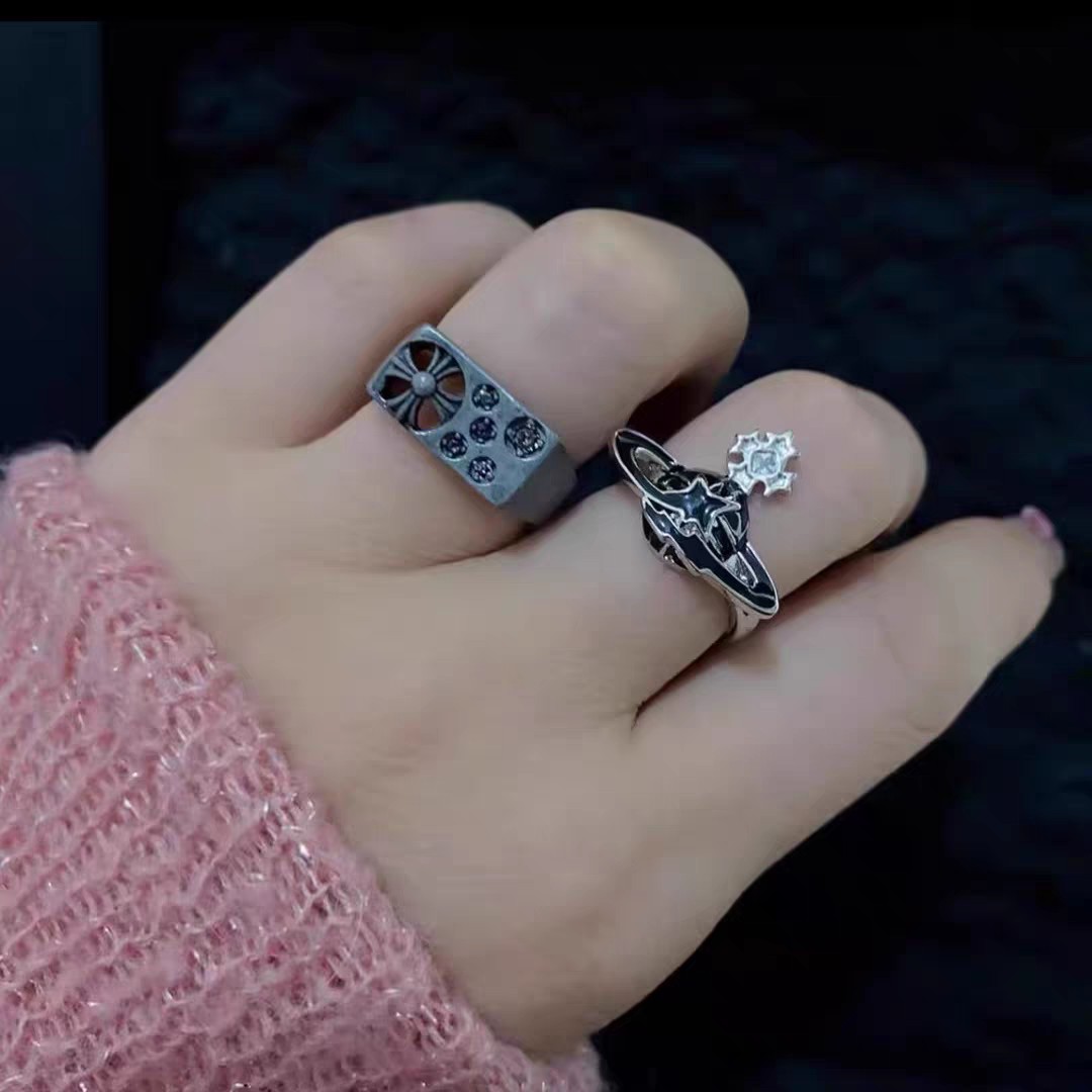 NO:102934,Vivienne Westqueen Queen Vivienne Five-pointed Star Full Diamond Saturn Ring Personality, Queen Mother Ring, ring19860909Vivienne Westqueen西太后薇薇安五角星满钻土星戒指个性,西太后戒指,ring,Jewelry