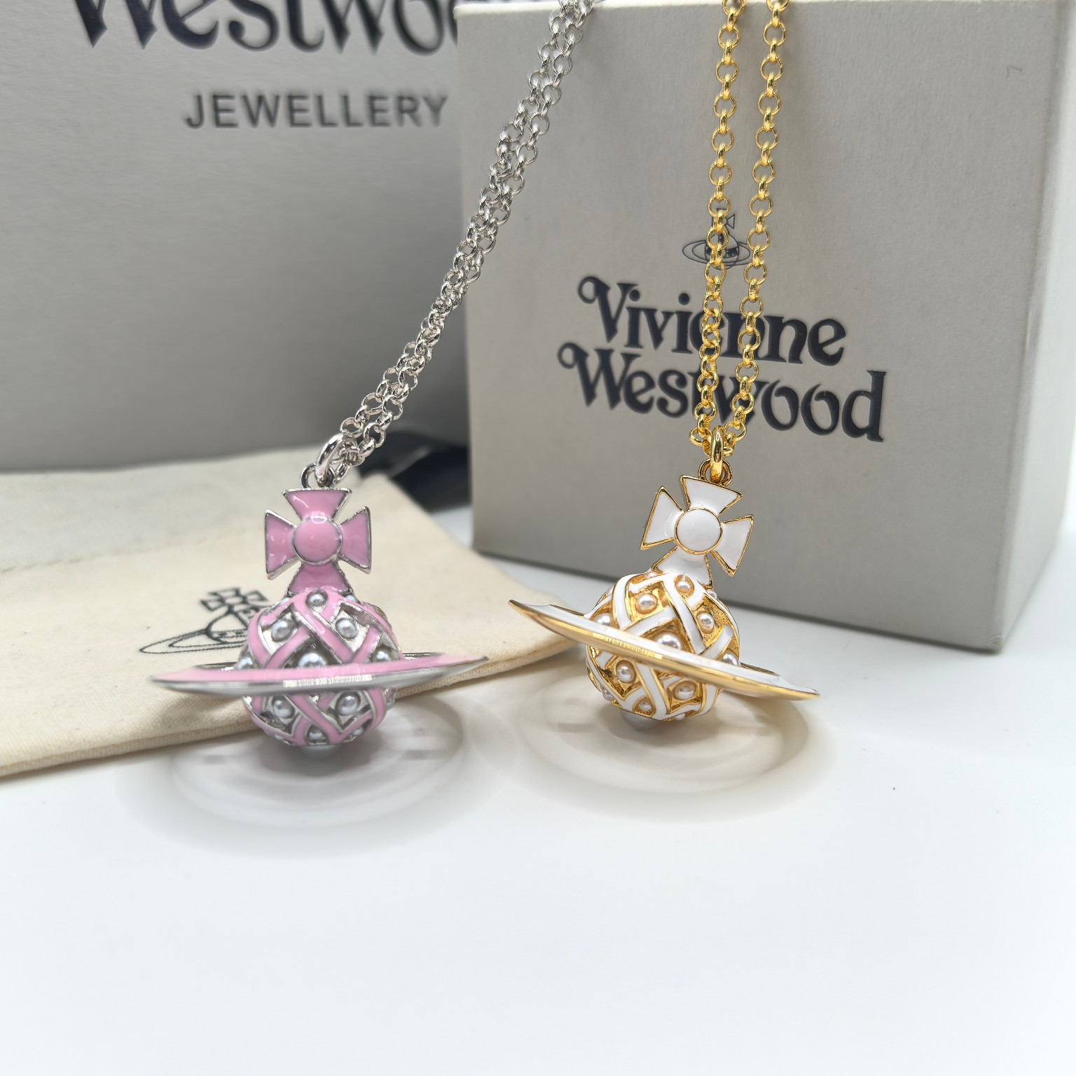 NO:103059,24 Spring and Summer Vivienne Queen Mother Enamel Three-dimensional Pearl Saturn Necklace, Queen Mother Necklace, Necklace1986090924春夏Vivienne 西太后 珐琅立体珍珠土星项链,西太后项链,necklace,Jewelry