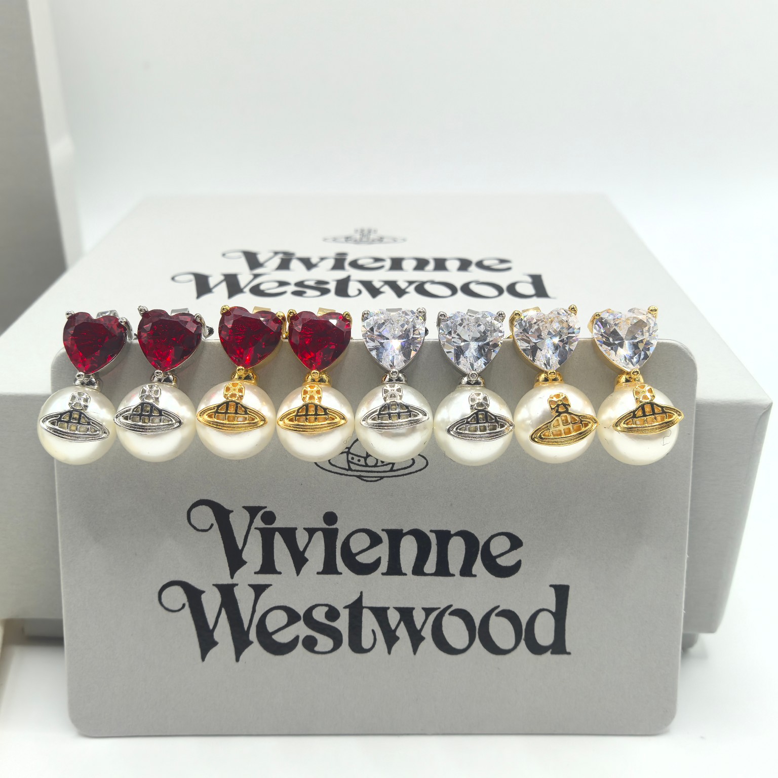 NO:103061,Planet Queen Mother's Love Zircon Pearl Earrings New Popular Earrings for Women Light Luxury Unique French Earrings, Queen Mother's Earrings, Earrings19860909星球西太后爱心锆石珍珠耳环新款爆款耳钉女轻奢独特法式耳饰,西太后耳钉,earrings,Jewelry