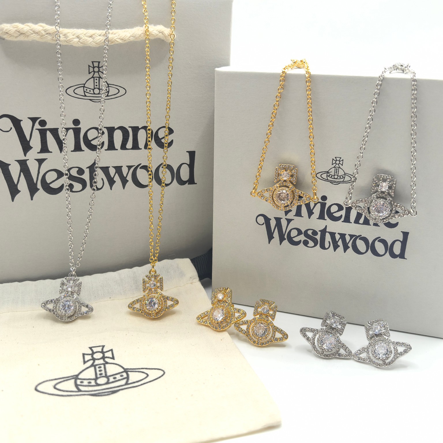 NO:104356,Queen Mother Saturn Vivian Norabelle Double-sided Zircon Earrings Necklace Bracelet Set, Queen Mother Necklace Queen Mother Earrings, Necklace, Bracelet19860909西太后土星薇薇安norabelle双面锆石耳钉项链手链套装,西太后项链西太后耳钉,necklace,bracelet,Jewelry