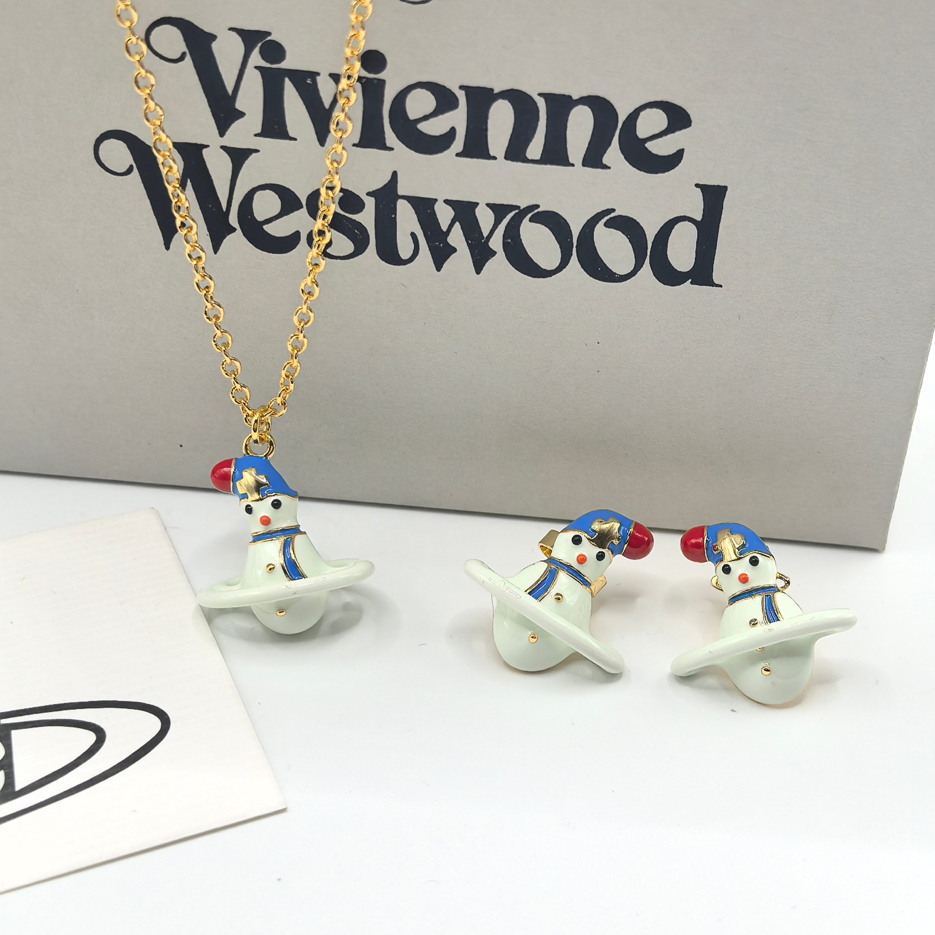 NO:102578,Queen Mother Christmas little snowman necklace earrings set with golden, Queen Mother necklace, necklace, gold19860909西太后圣诞小雪人项链耳钉套装一黄金色,西太后项链,necklace,gold,Jewelry