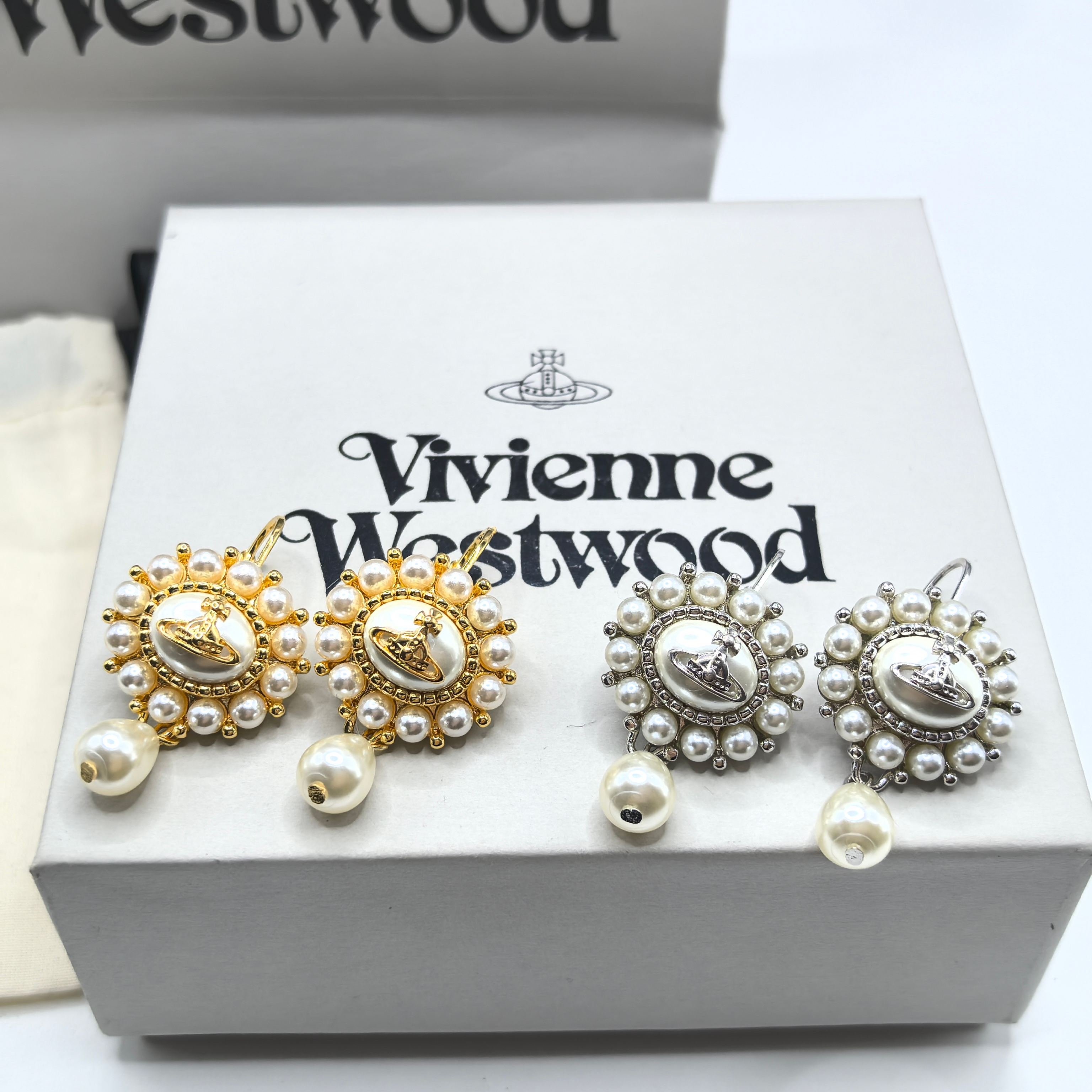 NO:102675,Vivienne Westwood Queen Mother Amaya Sunflower Pearl Earrings, Queen Mother Earrings, earrings19860909Vivienne Westwood西太后Amaya太阳花珍珠耳环,西太后耳钉,earrings,Jewelry
