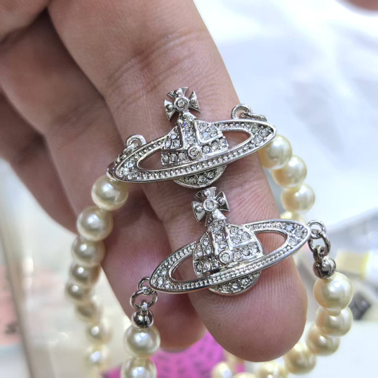 NO:104558,The Queen Mother's Counter Synchronized Saturn Pearl Necklace, Queen Mother's Necklace, Necklace19860909西太后专柜同步土星珍珠项链,西太后项链,necklace,Jewelry