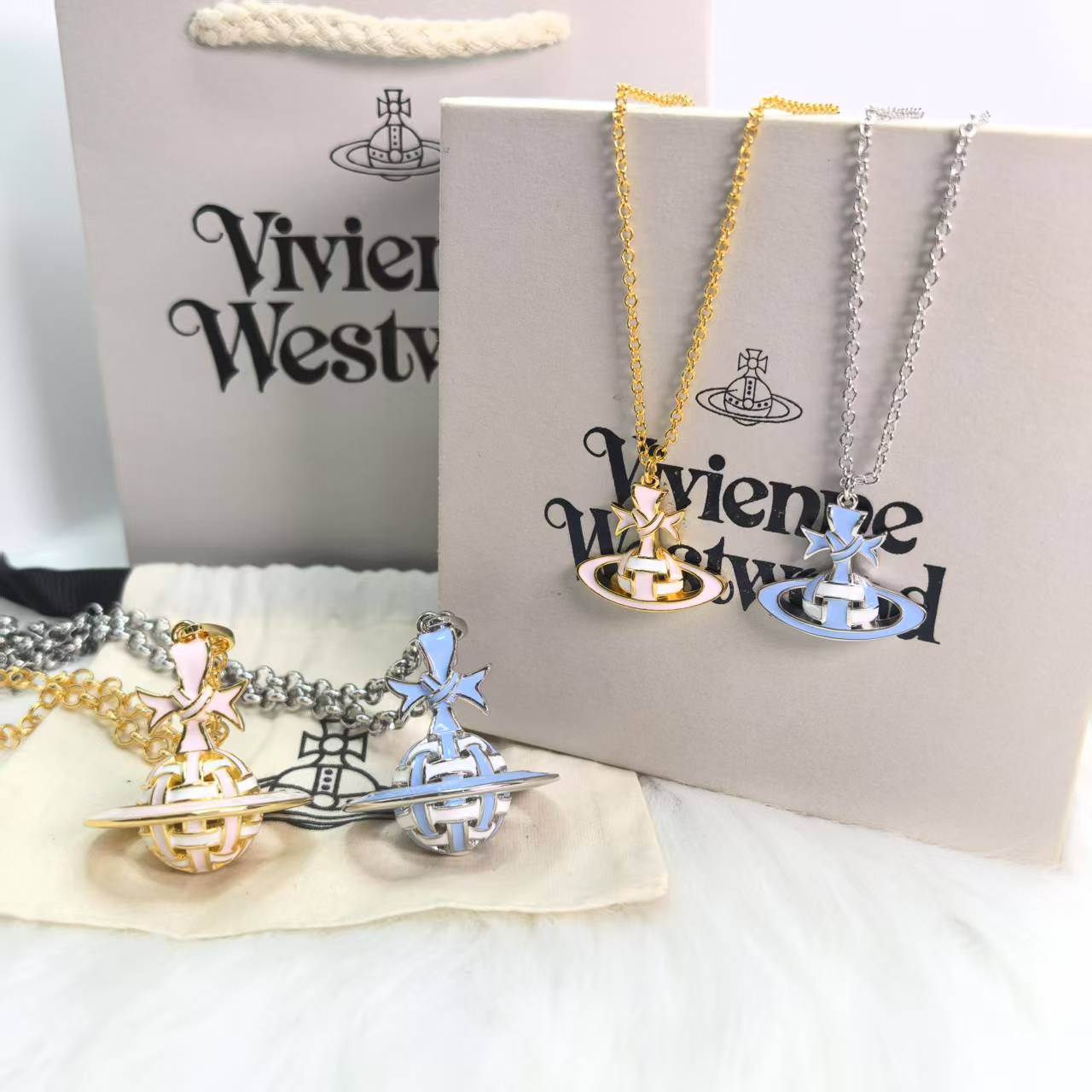 NO:359757,New orb Saturn ribbon enamel braided necklace for women three-dimensional pink purple light luxury collarbone chain accessories and sweater chains, Queen Mother Necklace, sweaters, necklace19860909新款orb土星丝带珐琅编织项链女立体粉紫轻奢锁骨链配饰和毛衣链,西太后项链,sweaters,necklace,Jewelry