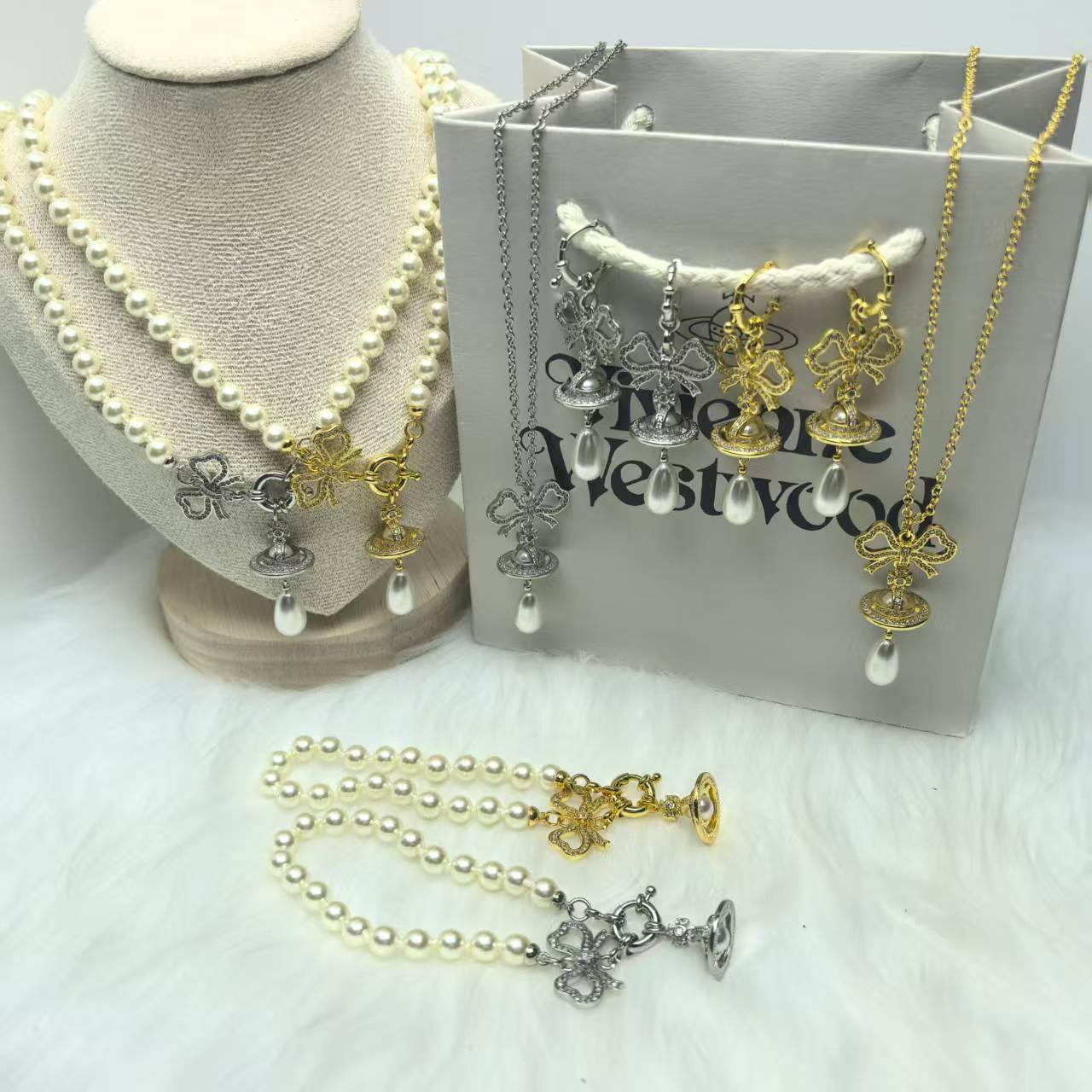 NO:703228,Queen Mother of the West Saturn Bow Water Drop Pearl Women's Series, Queen Mother of the West Necklace, Necklace19860909西太后土星蝴蝶结水滴珍珠女款系列,西太后项链,necklace,Jewelry