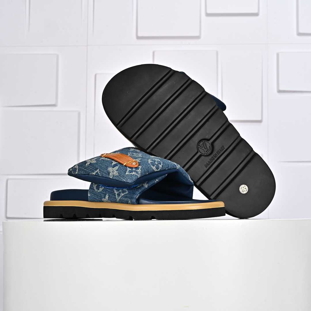 240  Louis Vuitton 2024专柜 春夏新款 最高限定专柜上新 LV情侣厚底魔术贴拖鞋