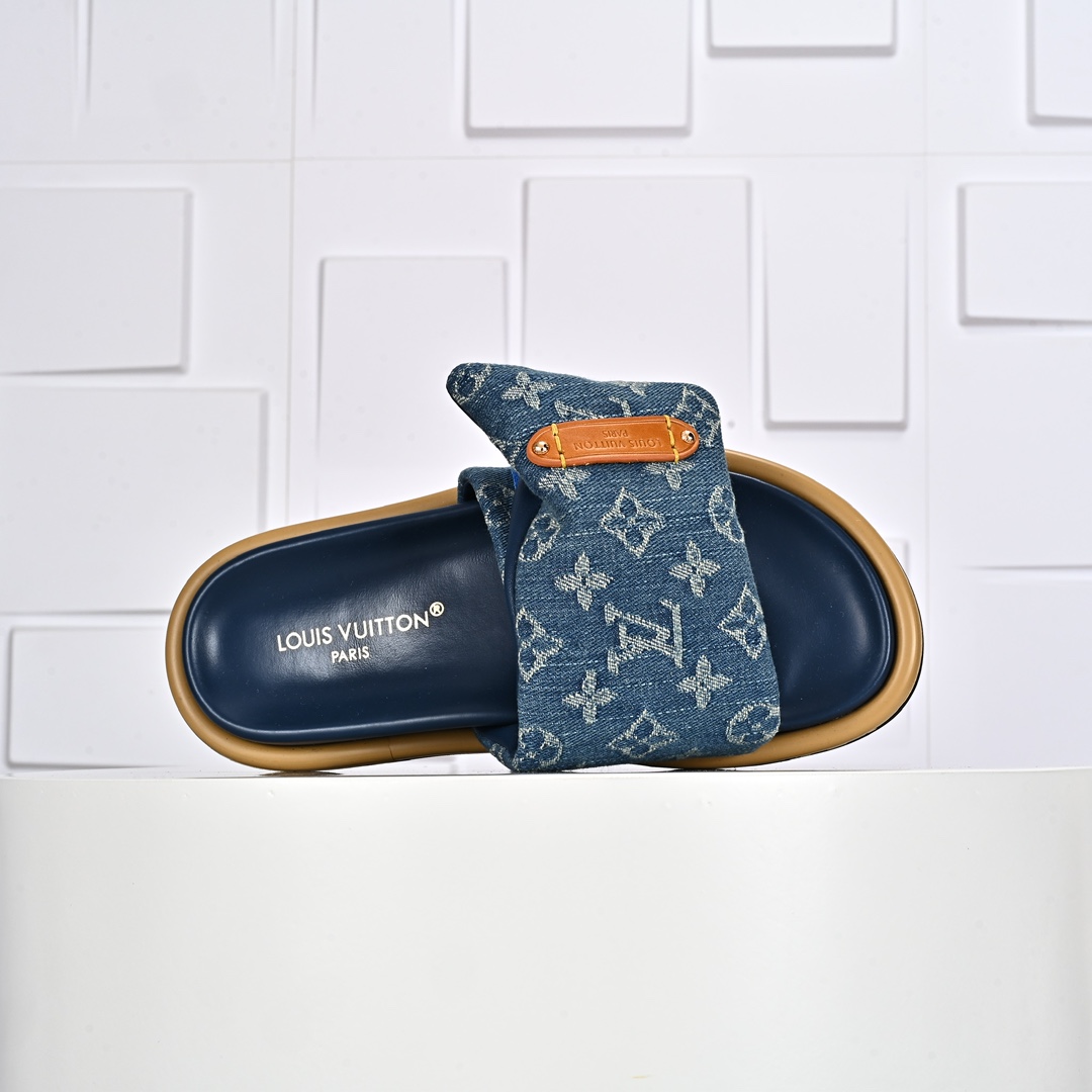 240  Louis Vuitton 2024专柜 春夏新款 最高限定专柜上新 LV情侣厚底魔术贴拖鞋