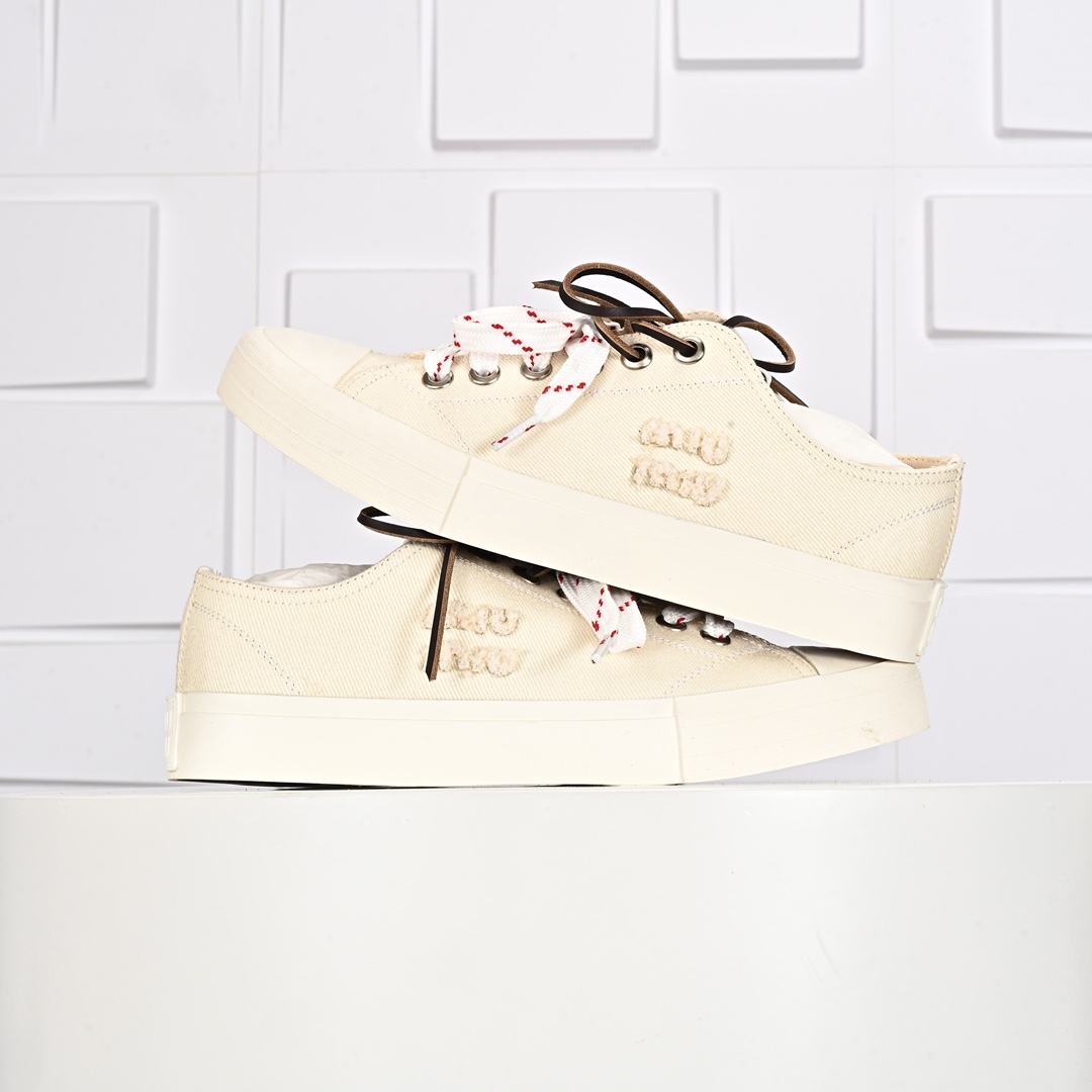 350 MiuMiu 缪缪 最新款 水洗 丹宁 牛仔布 帆布鞋 厚底 休闲 运动鞋