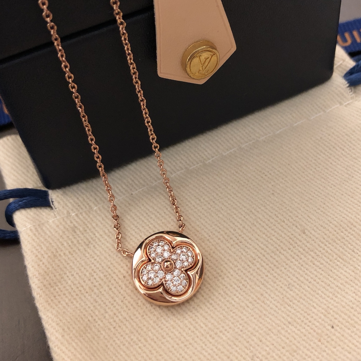 【精工版本】⭐️🔹Louis Vuitton 路易威登 LV满钻四叶草项链❤️电镀18k金工艺 专柜版本