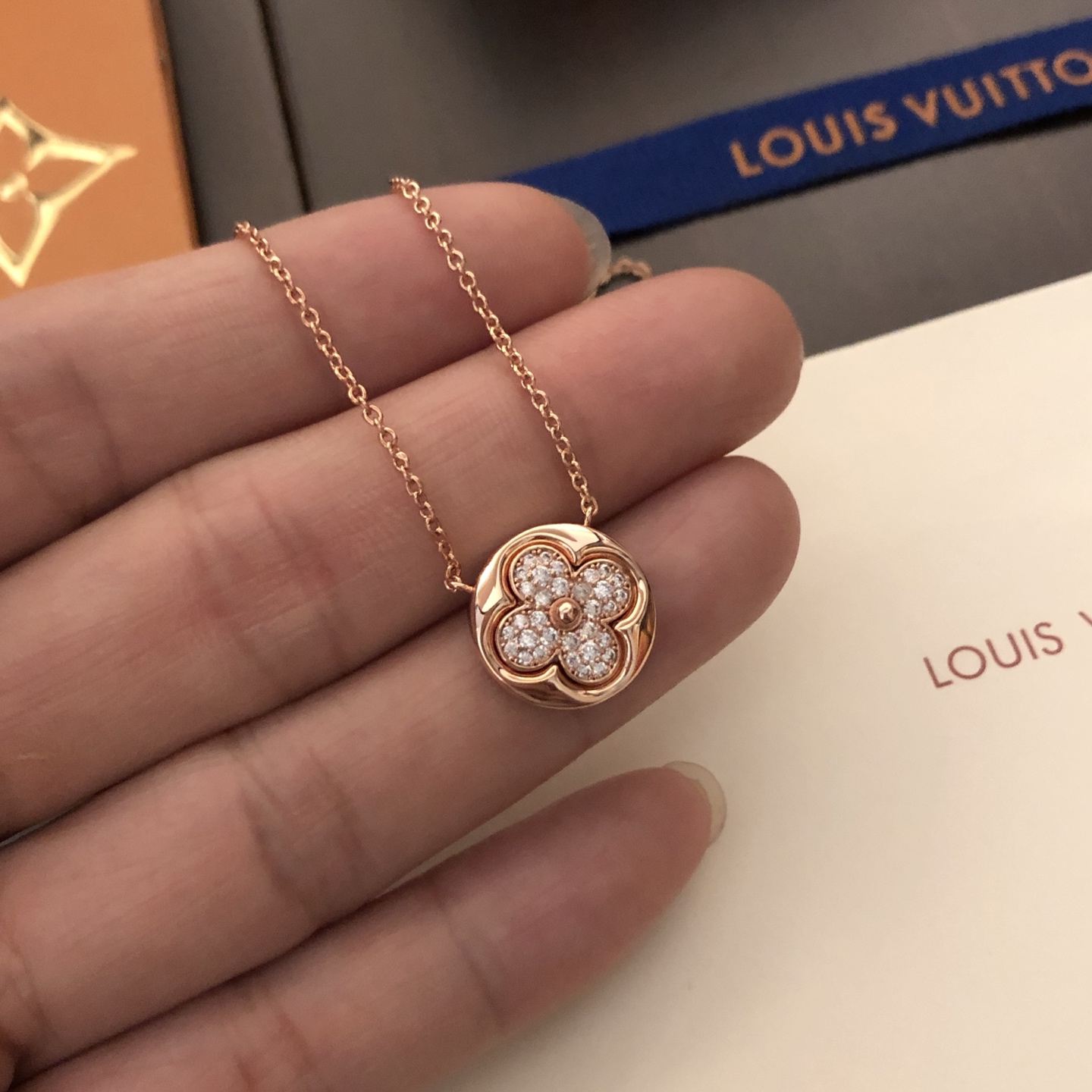 【精工版本】⭐️🔹Louis Vuitton 路易威登 LV满钻四叶草项链❤️电镀18k金工艺 专柜版本