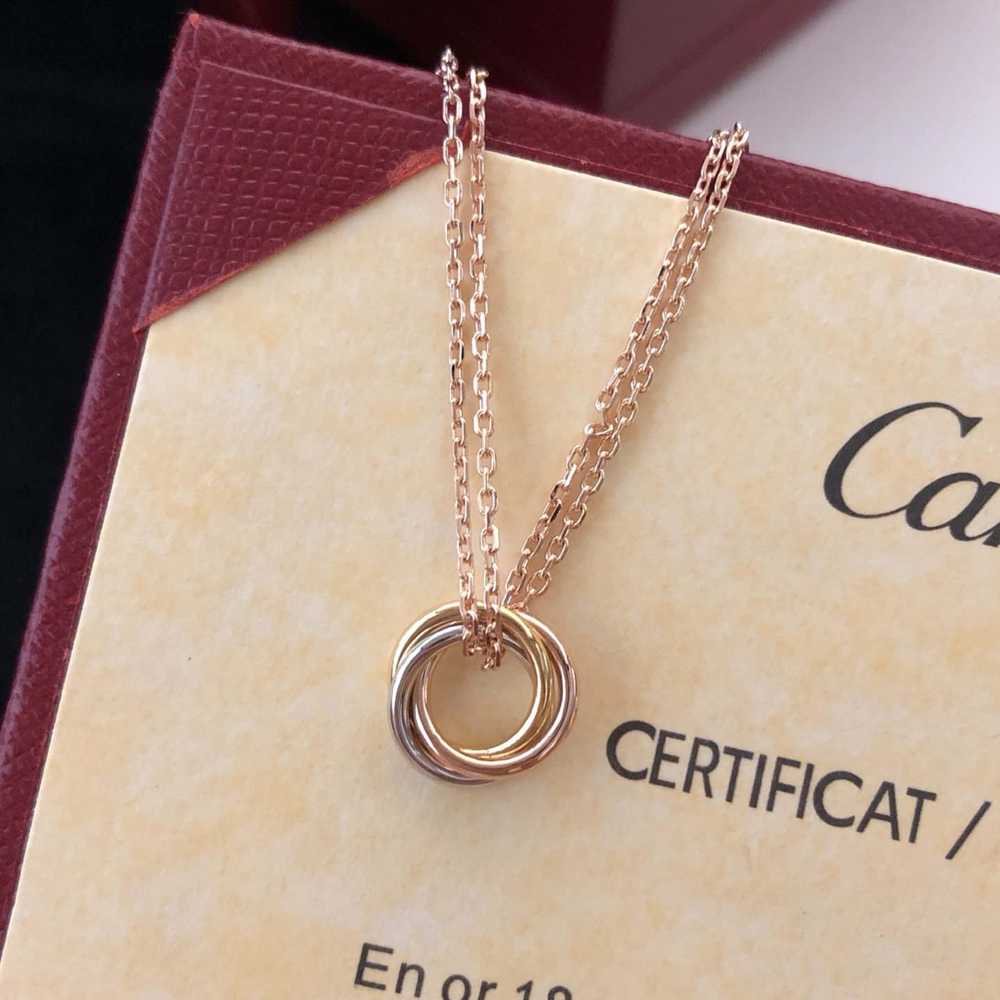 【精工版本】❤❤❤卡地亚项链Cartier最新 三色三环双链项链 😍电镀18k金工艺 专柜版本 一比一质
