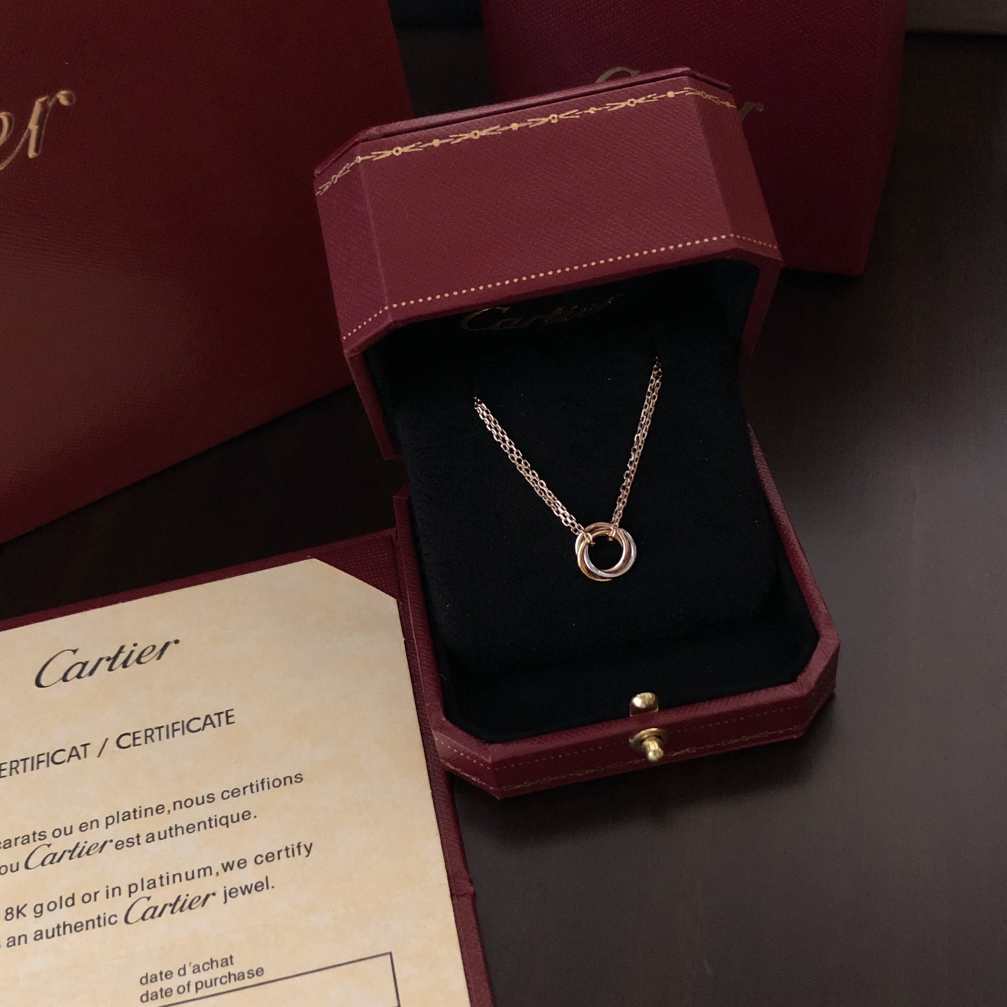 【精工版本】❤❤❤卡地亚项链Cartier最新 三色三环双链项链 😍电镀18k金工艺 专柜版本 一比一质