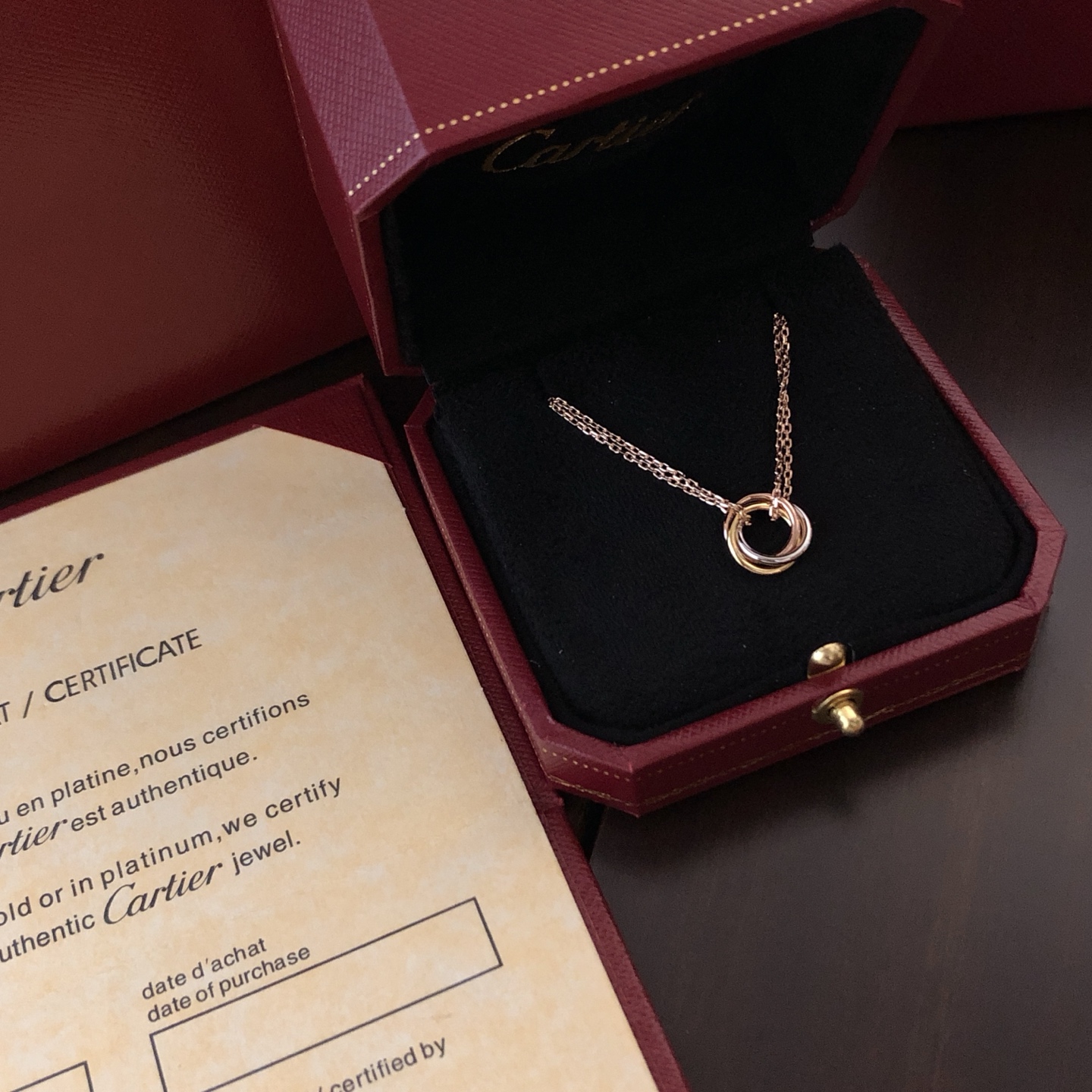 【精工版本】❤❤❤卡地亚项链Cartier最新 三色三环双链项链 😍电镀18k金工艺 专柜版本 一比一质