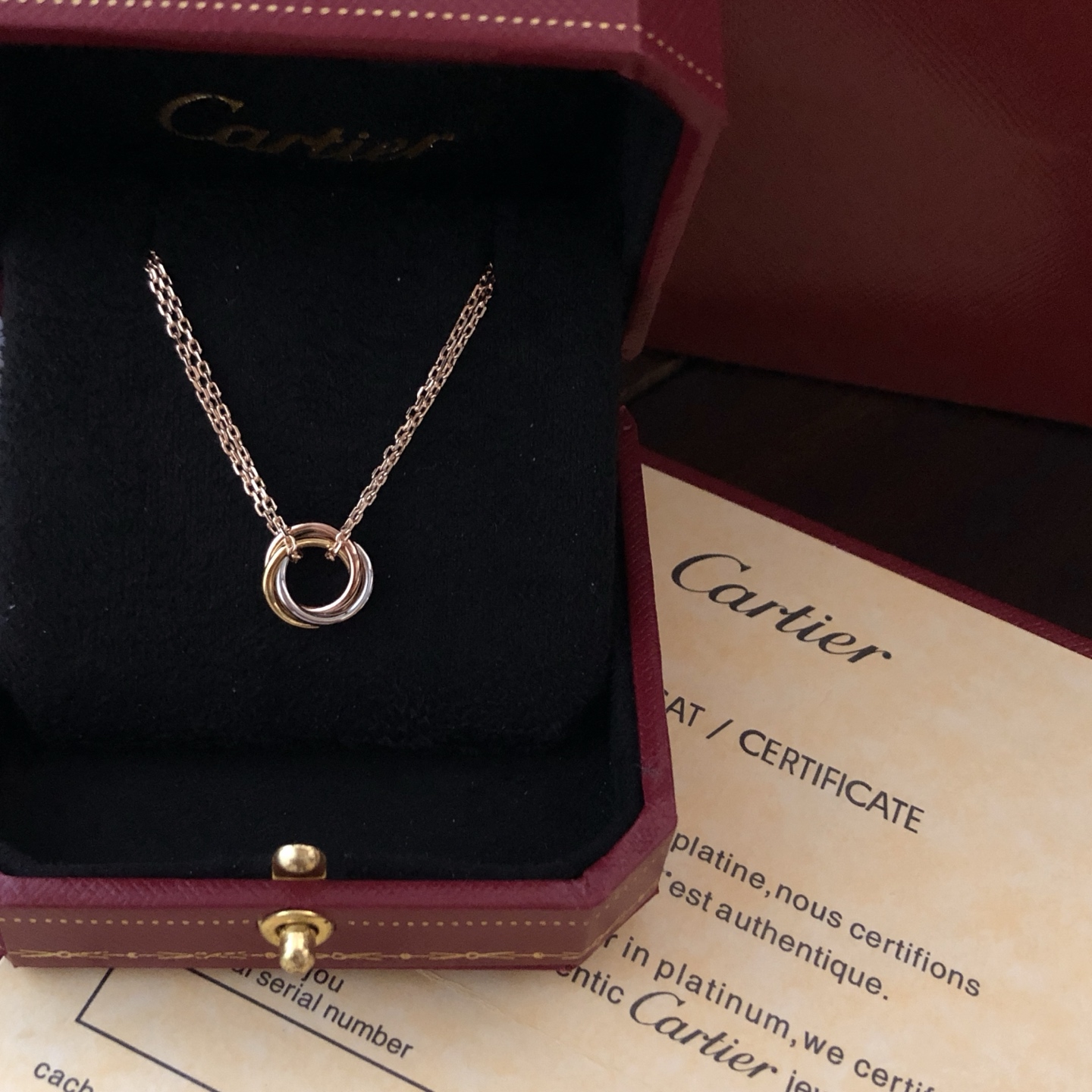 【精工版本】❤❤❤卡地亚项链Cartier最新 三色三环双链项链 😍电镀18k金工艺 专柜版本 一比一质