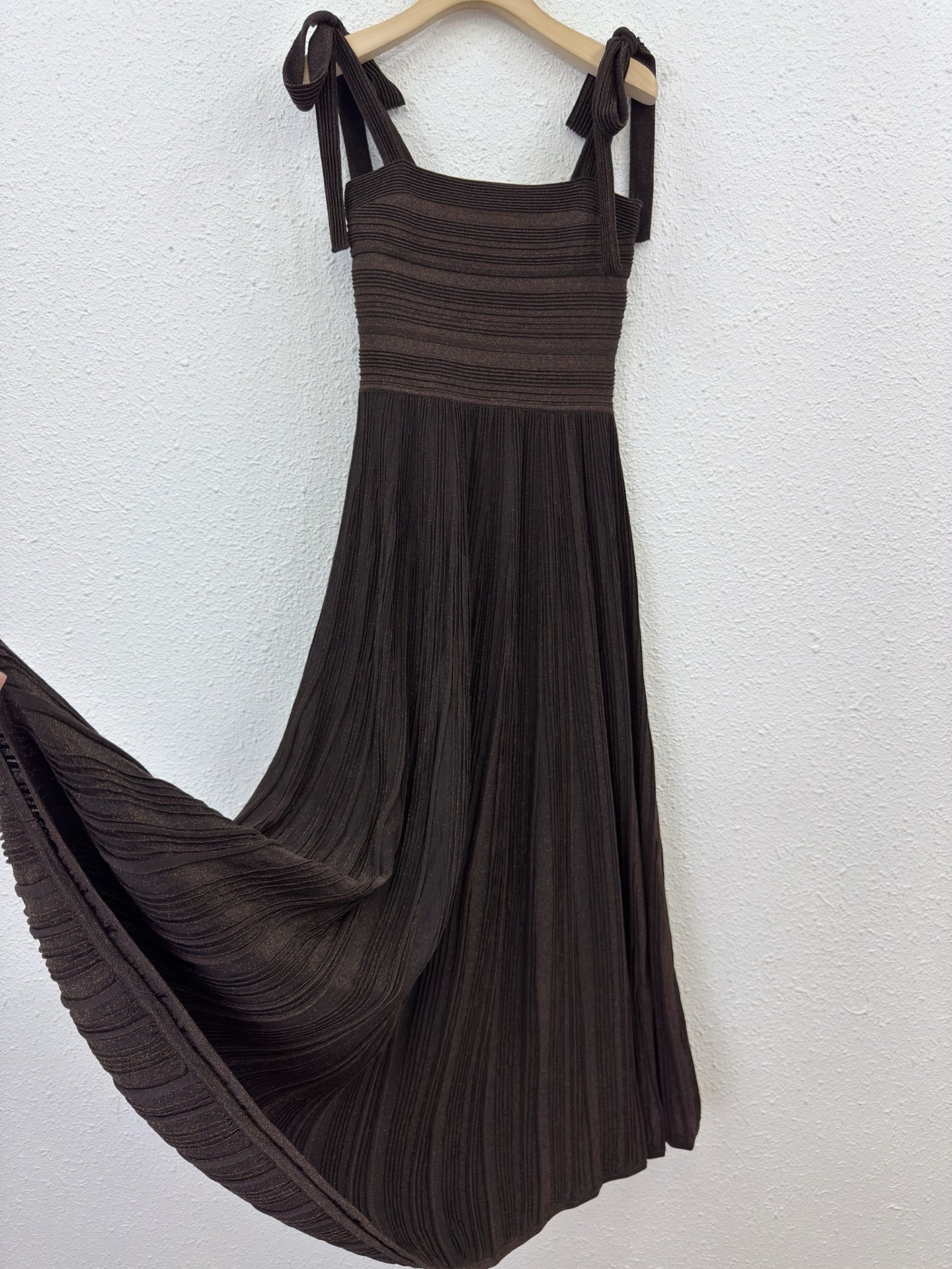 Chic Chocolate Knit Dress with Metallic Lace-Up Detail - Elegant & Unique 3 i1746247215510 8692 0 1