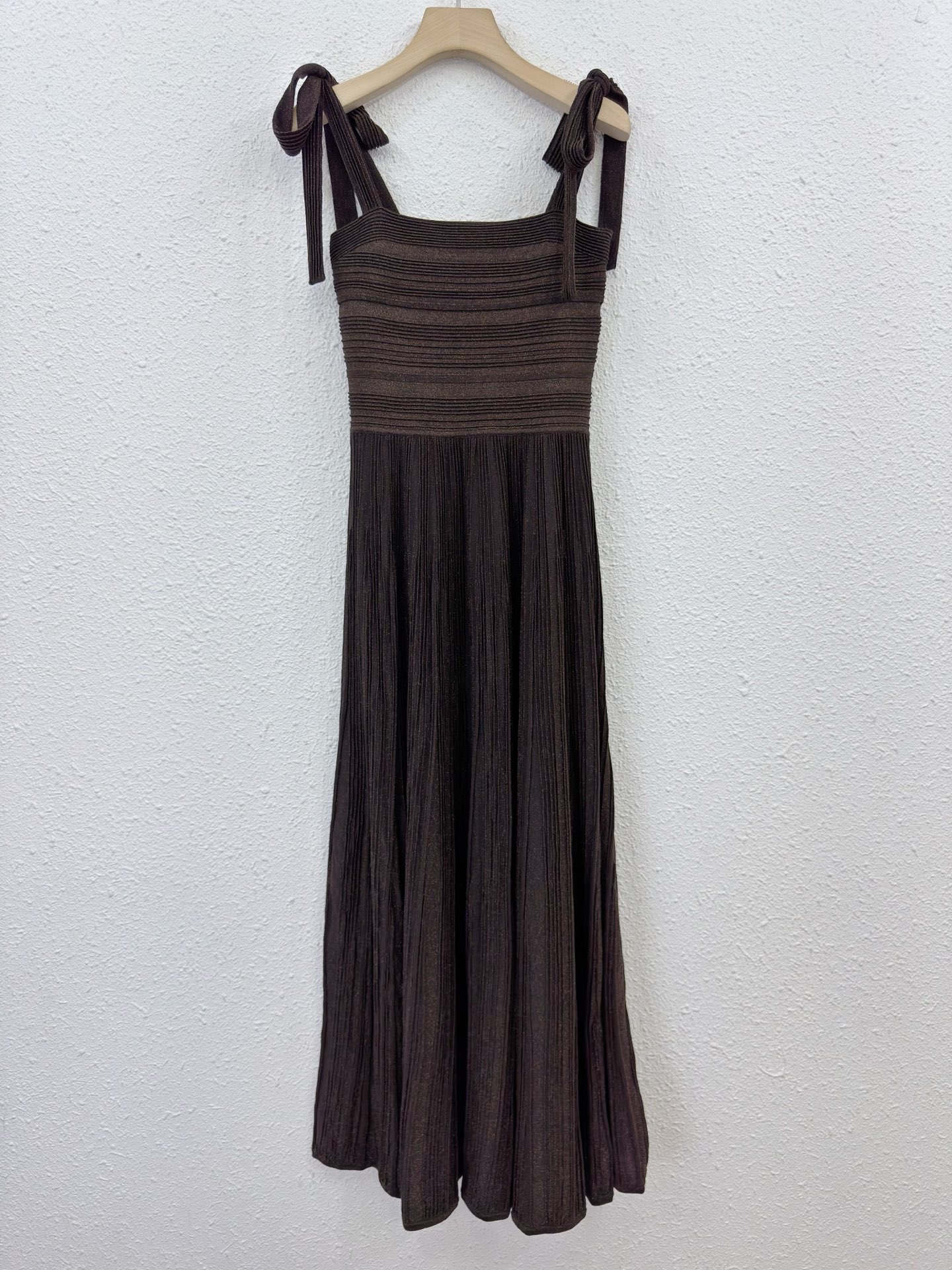 Chic Chocolate Knit Dress with Metallic Lace-Up Detail - Elegant & Unique 4 i1746247215556 9749 0 2