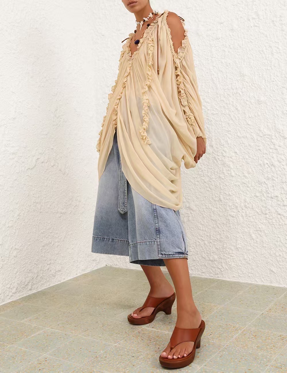 Trendy High-Waisted Wide Leg Jeans - 100% Cotton Denim Pants 6 i1746260379775 4797 0 9