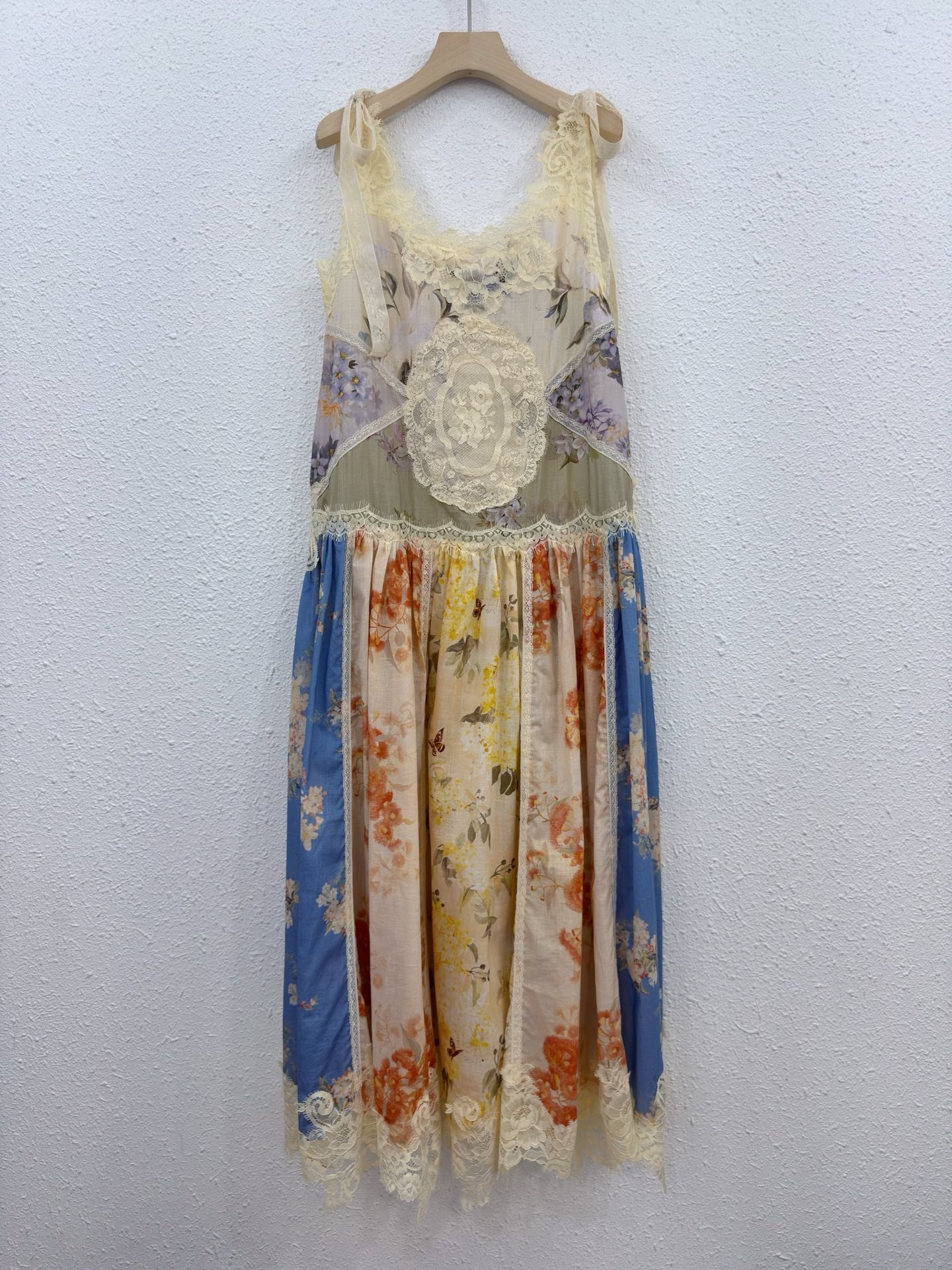Elegant Floral Print Lace Cotton Dress with Shoulder Tie Straps 9 i1754028986077 1328 0 4