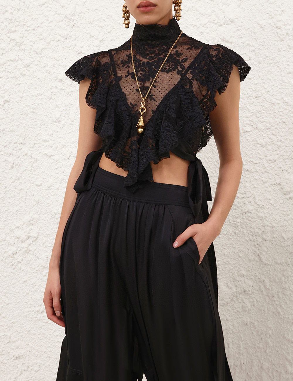 Lace See-Through Tie Top - Trendy and Versatile Fashion Blouse 2 i1757144835800 9318 0 3