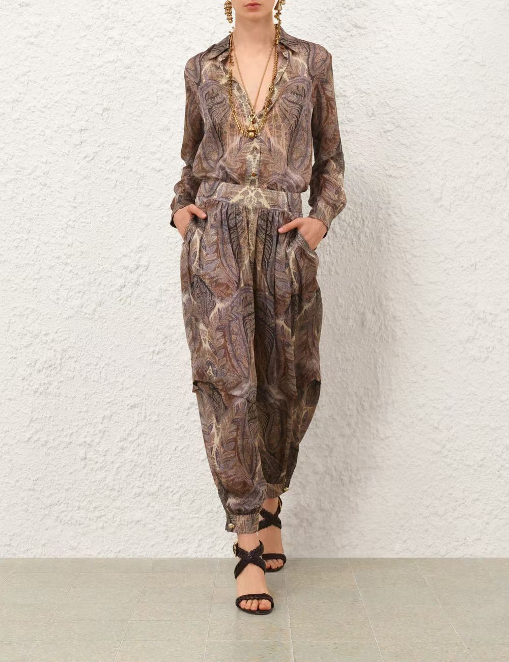 Elegant Silk Print Top and Pants Set - Luxurious Comfort and Style 6 i1757663794079 7857 0 0