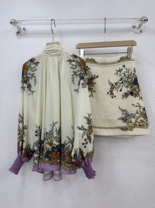 Floral Print Linen Blend Top & Skirt Set – Stylish and Versatile Outfit