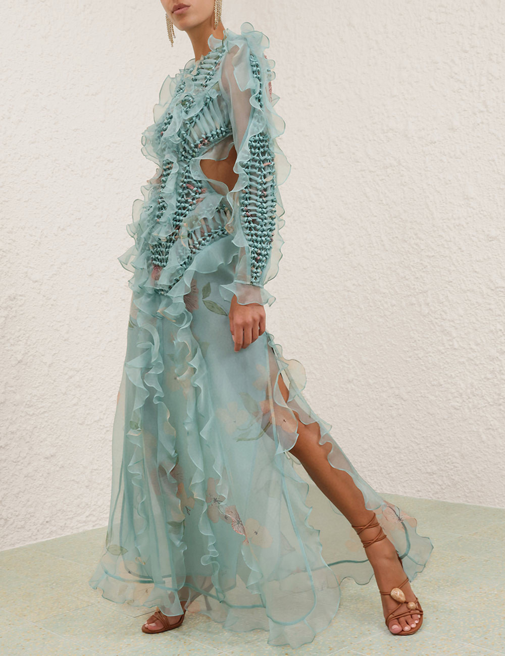 Elegant Backless Silk & Organza Woven Slit Dress - Luxurious & Chic 6 i1758179884466 6906 0 1