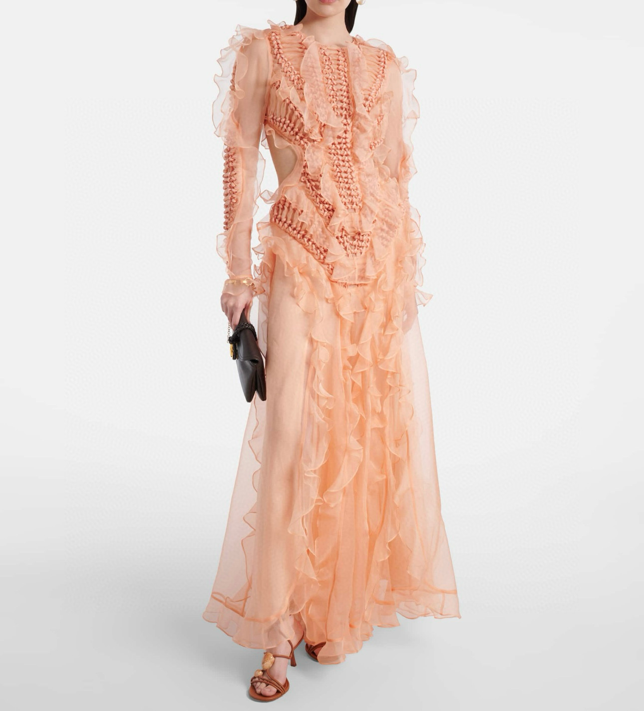 Elegant Backless Silk & Organza Woven Slit Dress - Luxurious & Unique Design 6 i1758180231736 9600 0 0