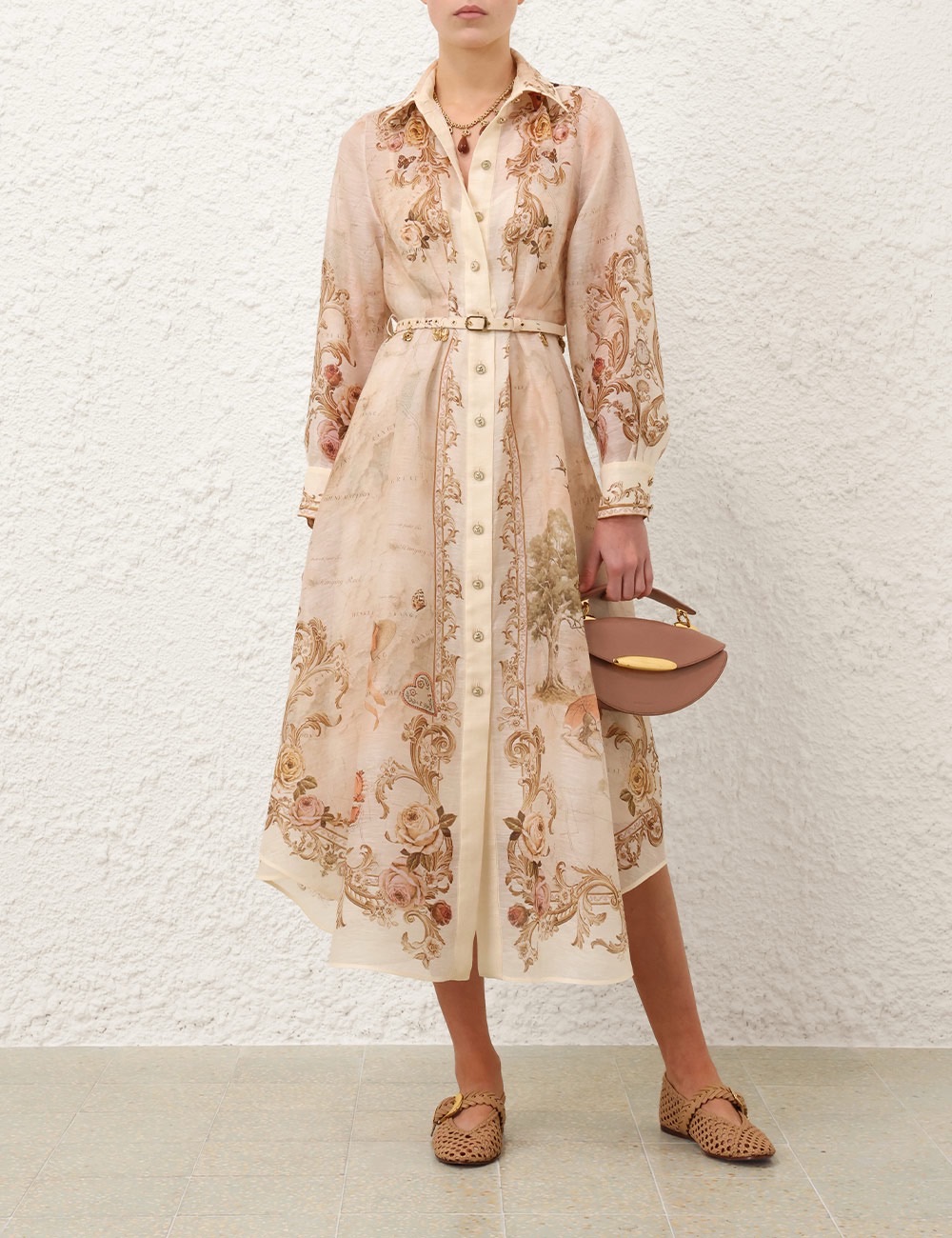 Elegant Floral Print Silk Linen Dress with Pendant Belt - Versatile Style 6 i1758270157984 3147 0 0