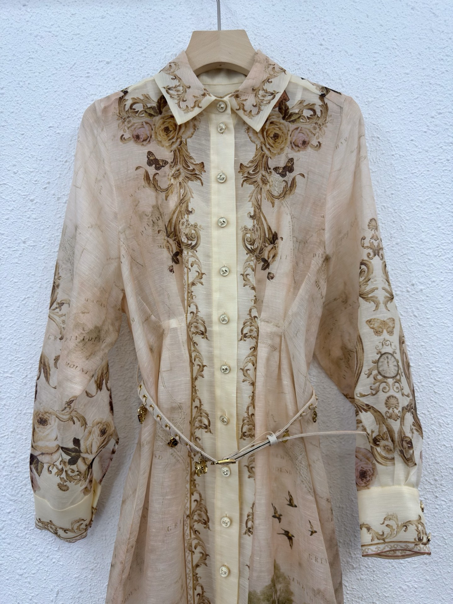 Elegant Floral Print Silk Linen Dress with Pendant Belt - Versatile Style 4 i1758341156613 3542 0 4